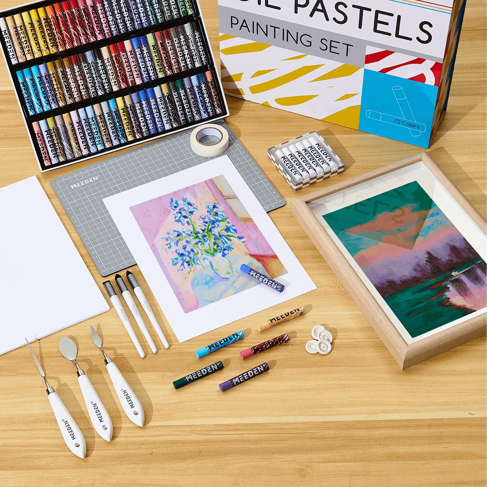 MEEDEN Soft Oil Pastels Set, 102Pcs Oil Pastel Kit with 72 Colors & 6 White Pastel - Image 3