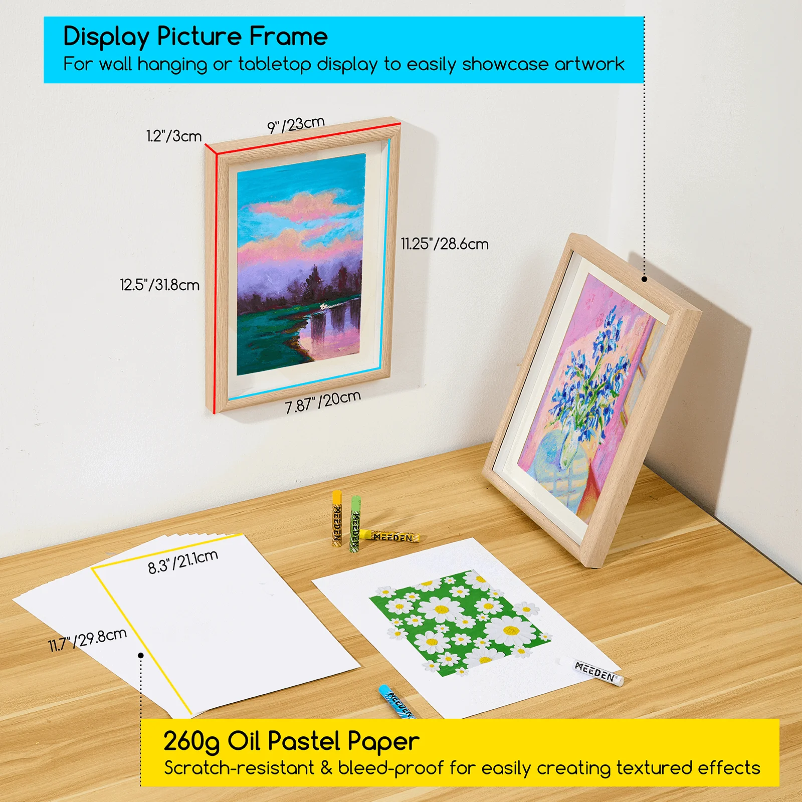 MEEDEN Soft Oil Pastels Set, 102Pcs Oil Pastel Kit with 72 Colors & 6 White Pastel - Image 4