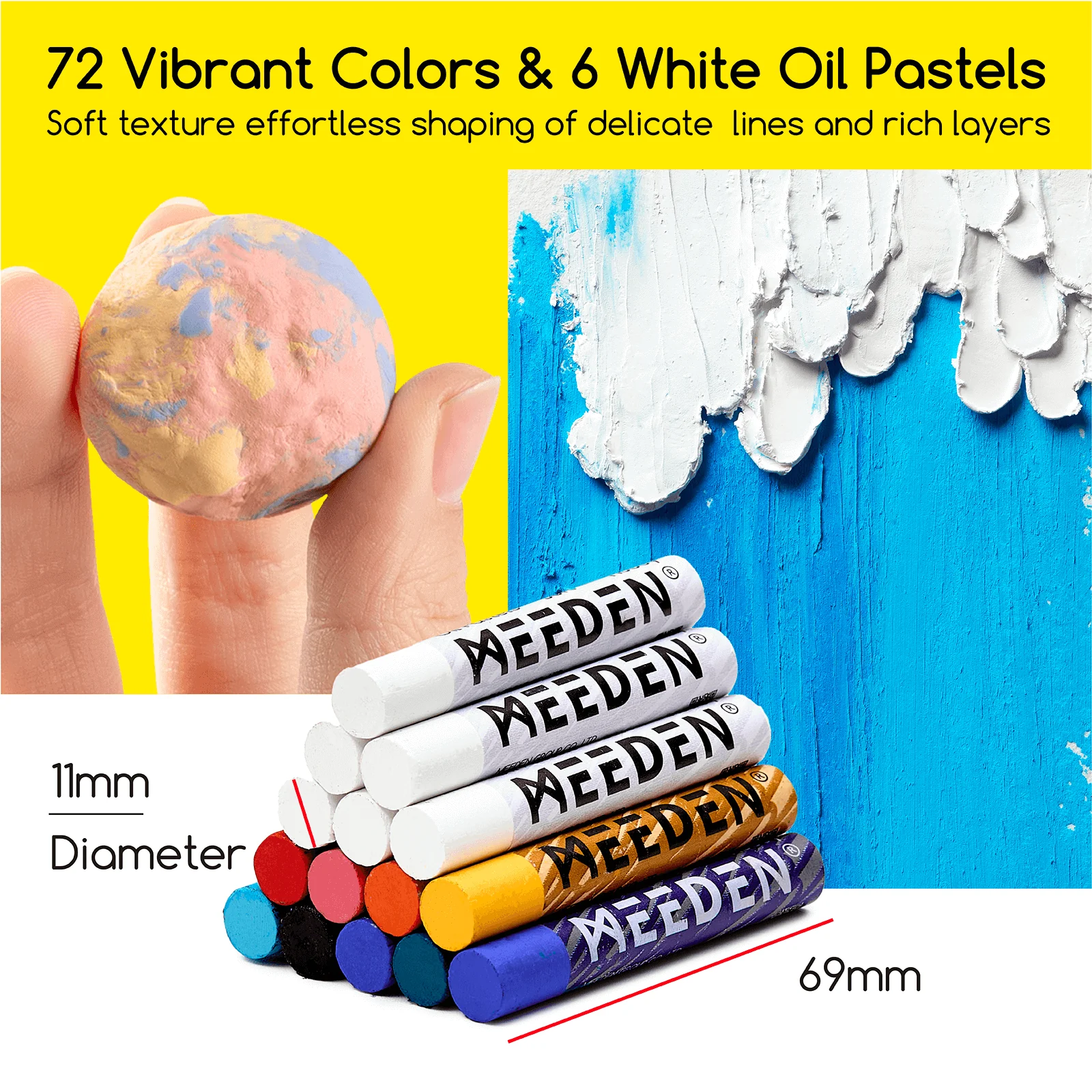 MEEDEN Soft Oil Pastels Set, 102Pcs Oil Pastel Kit with 72 Colors & 6 White Pastel - Image 5