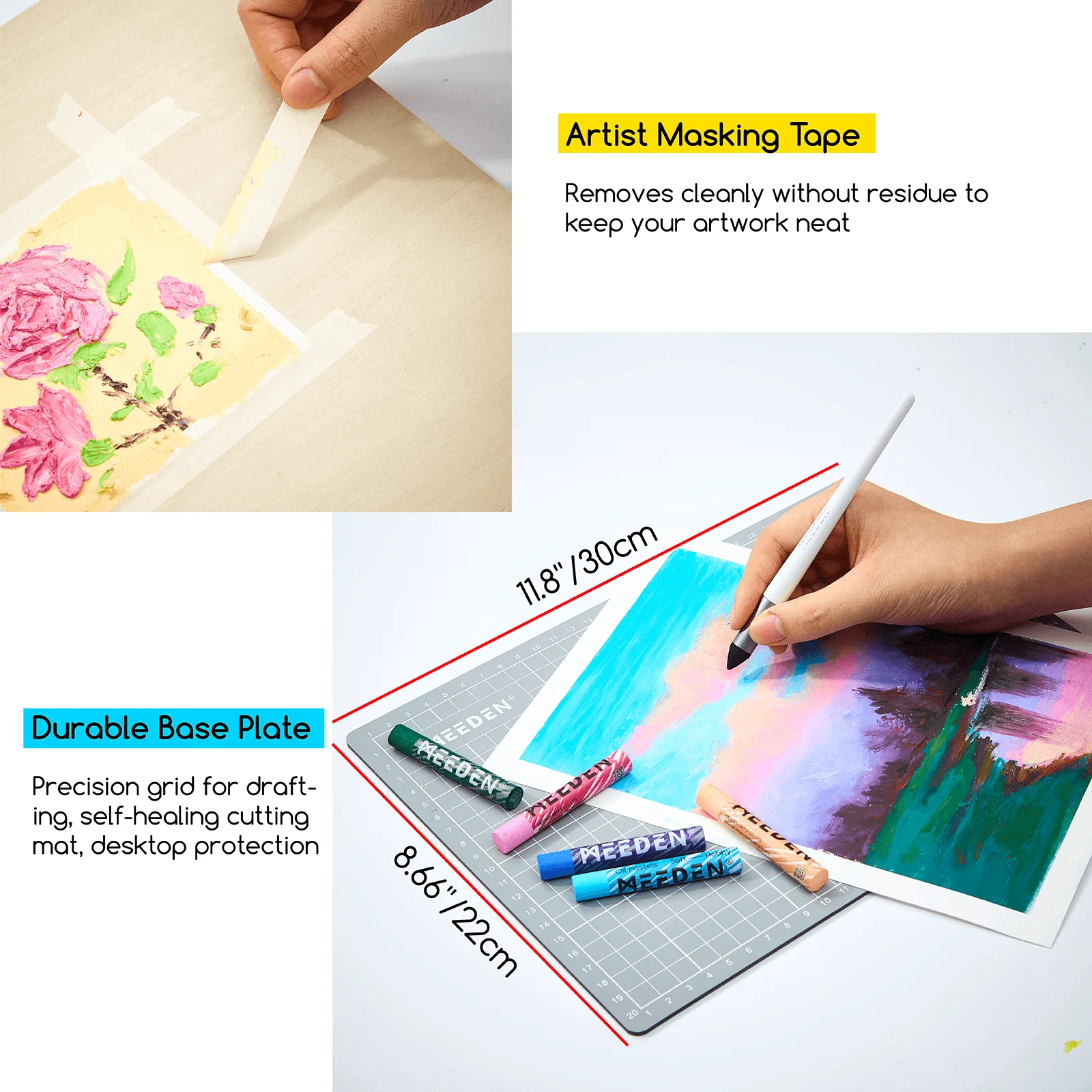 MEEDEN Soft Oil Pastels Set, 102Pcs Oil Pastel Kit with 72 Colors & 6 White Pastel - Image 6