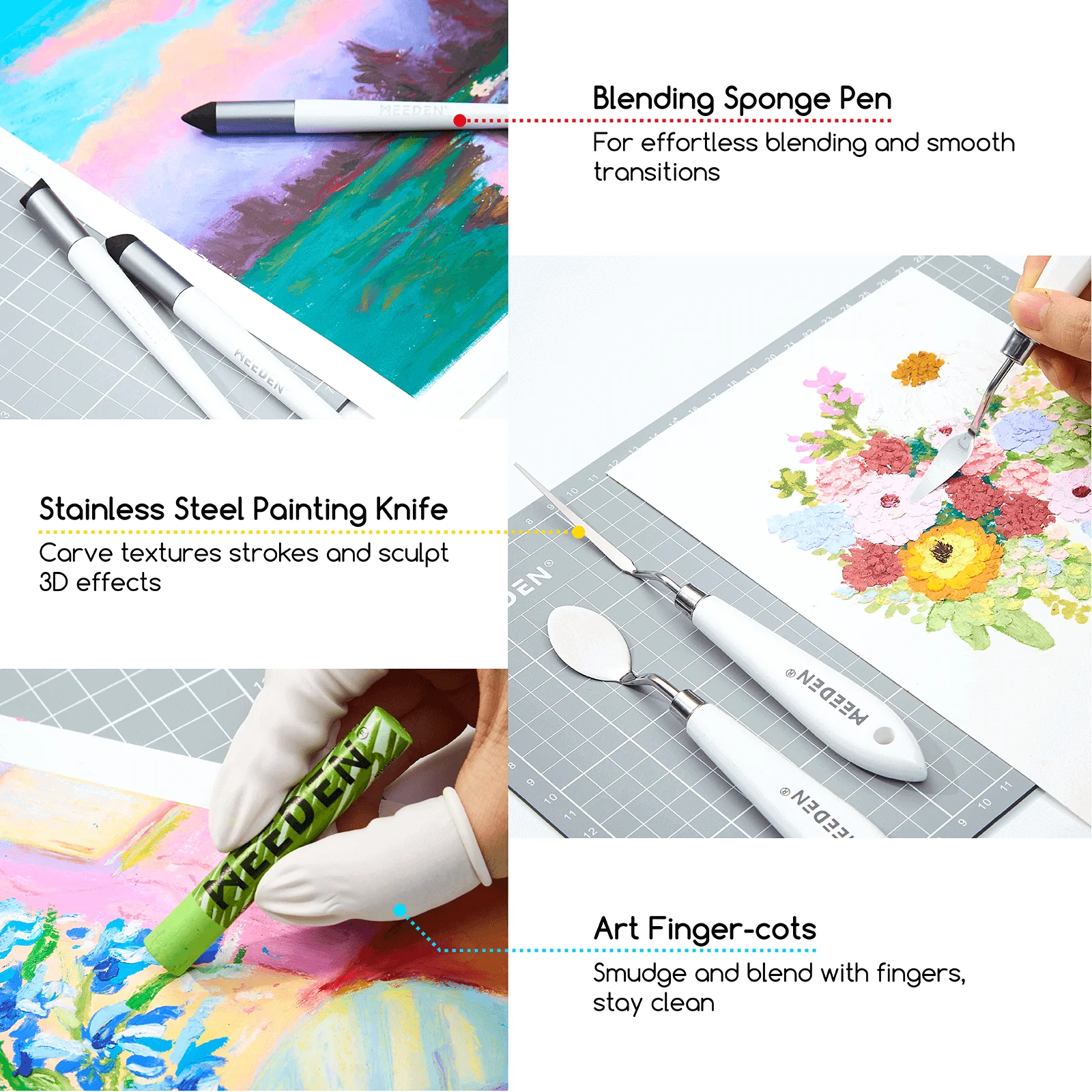 MEEDEN Soft Oil Pastels Set, 102Pcs Oil Pastel Kit with 72 Colors & 6 White Pastel - Image 7