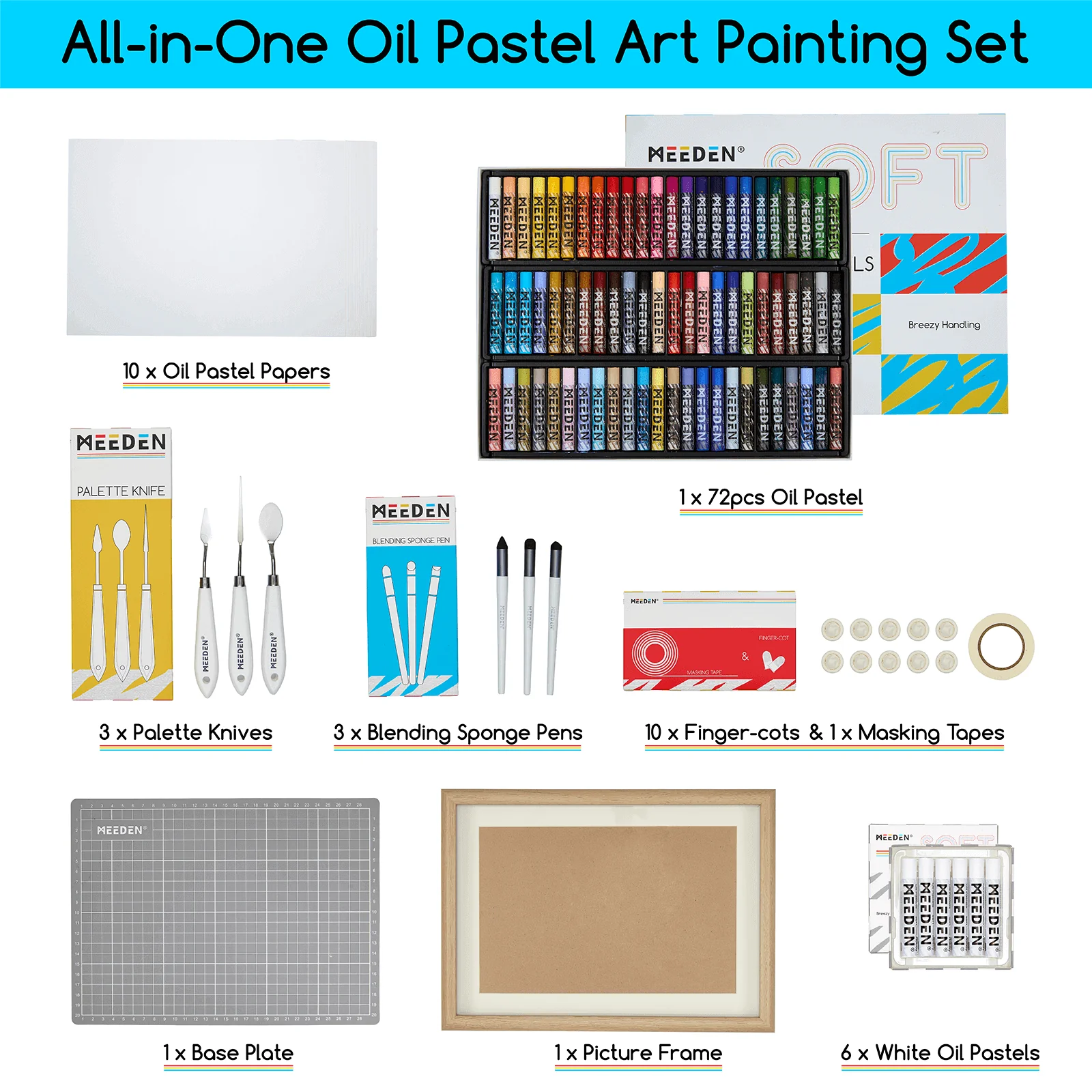 MEEDEN Soft Oil Pastels Set, 102Pcs Oil Pastel Kit with 72 Colors & 6 White Pastel - Image 8