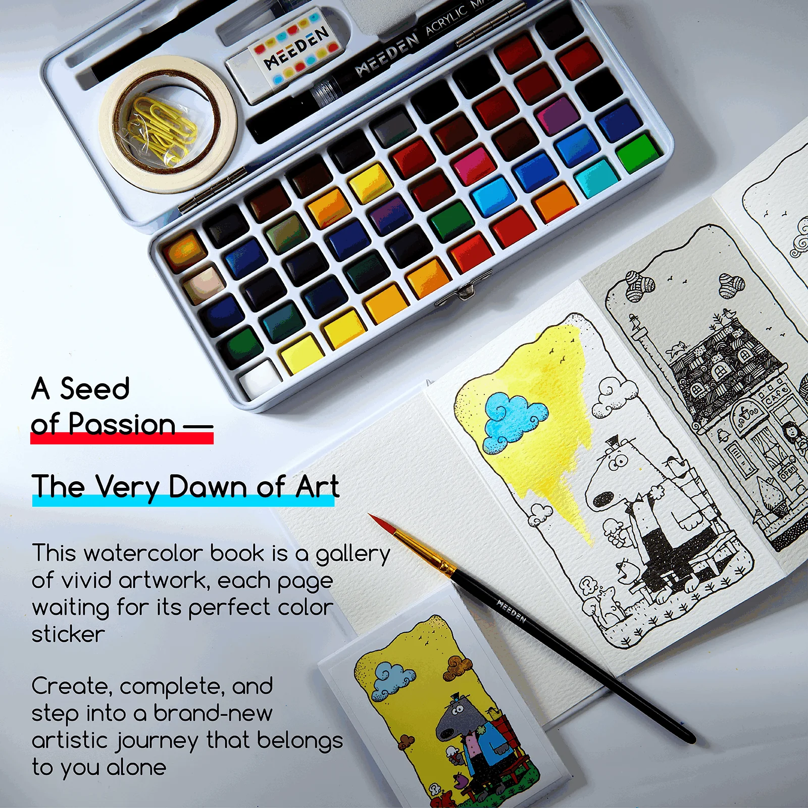 MEEDEN Travel Watercolor Paint Set , 50 Colors - Image 4