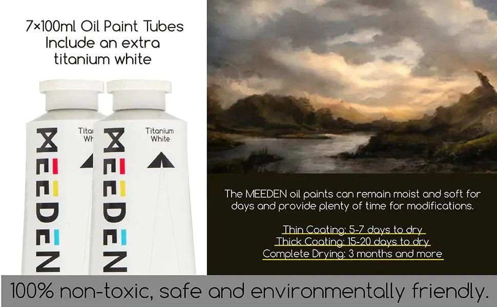 MEEDEN Artist Oil Painting Set, 7 Tubes, 100ml / 3.38oz - Image 7