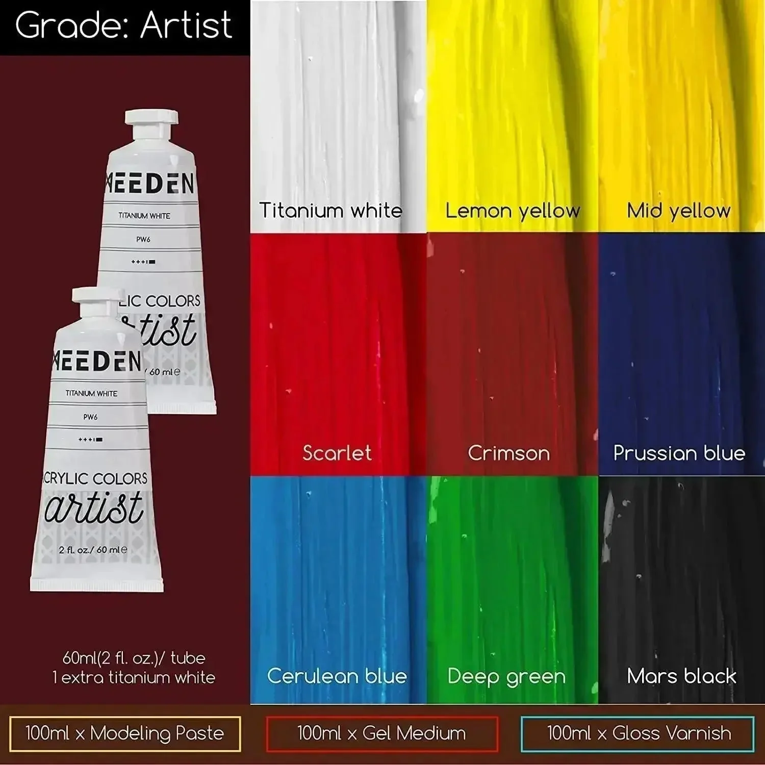 MEEDEN Professional Artist Acrylic Painting Set with French Easel - Image 4