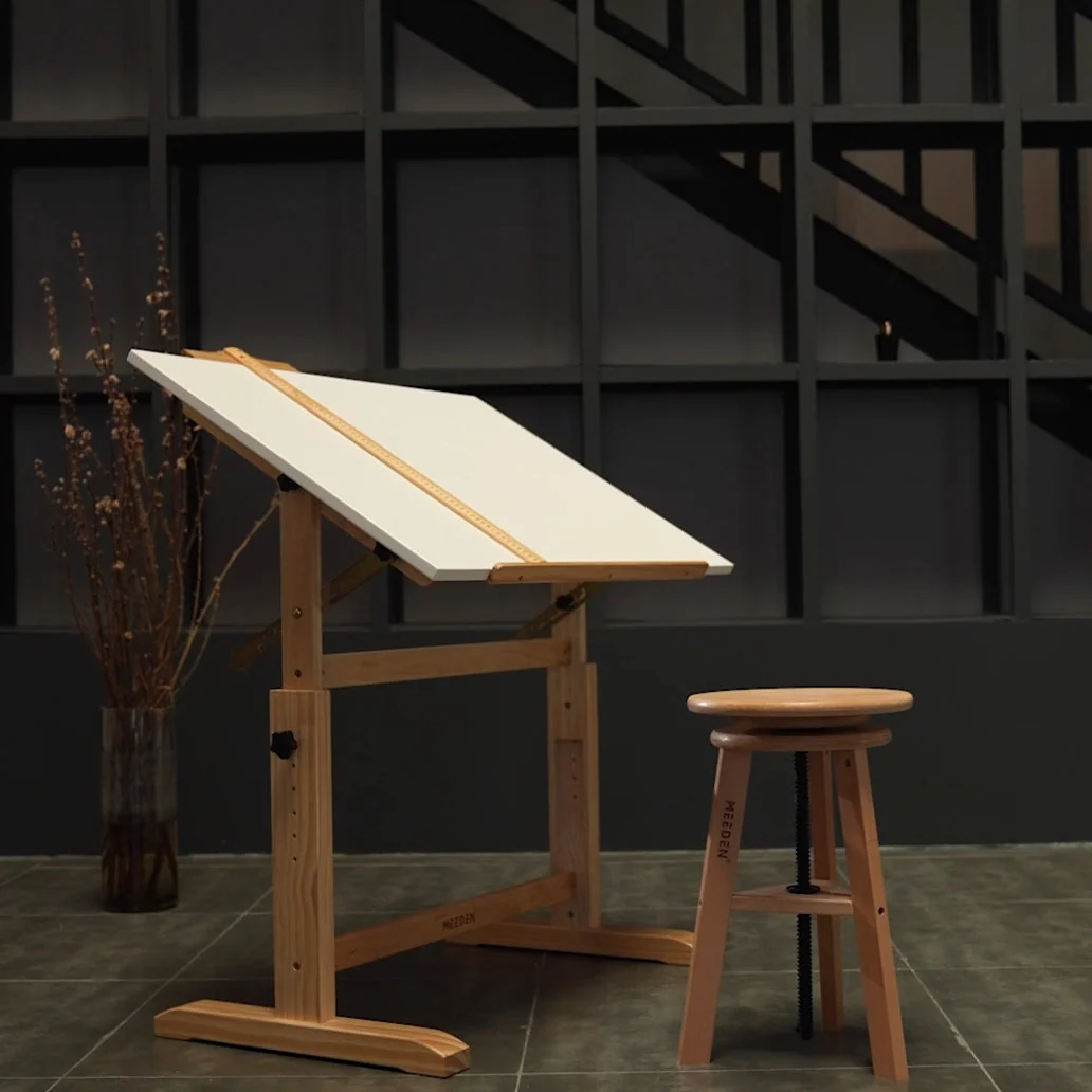 MEEDEN Adjustable Wooden Drafting Table & Stool Set, White-XSZ-5 - Image 4