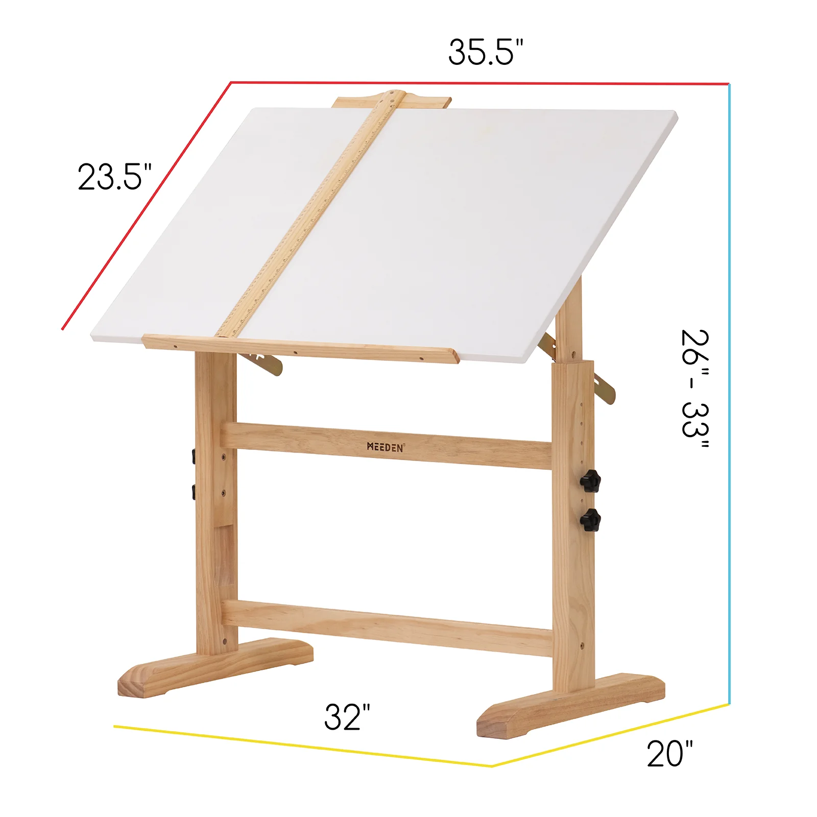 MEEDEN Adjustable Wooden Drafting Table & Stool Set, White-XSZ-5 - Image 5