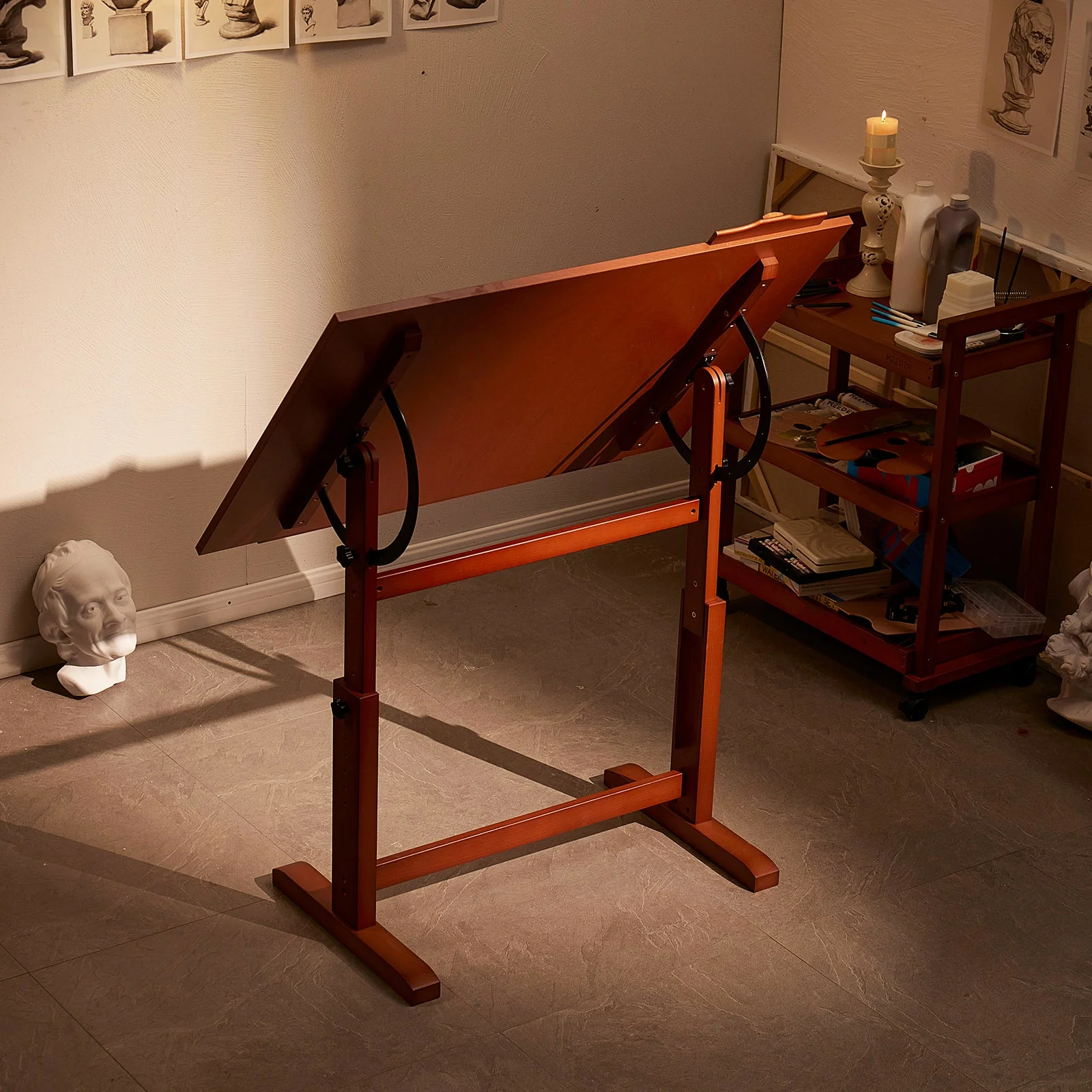 MEEDEN Extra Large Wood Drafting Table, Light Walnut - Image 18