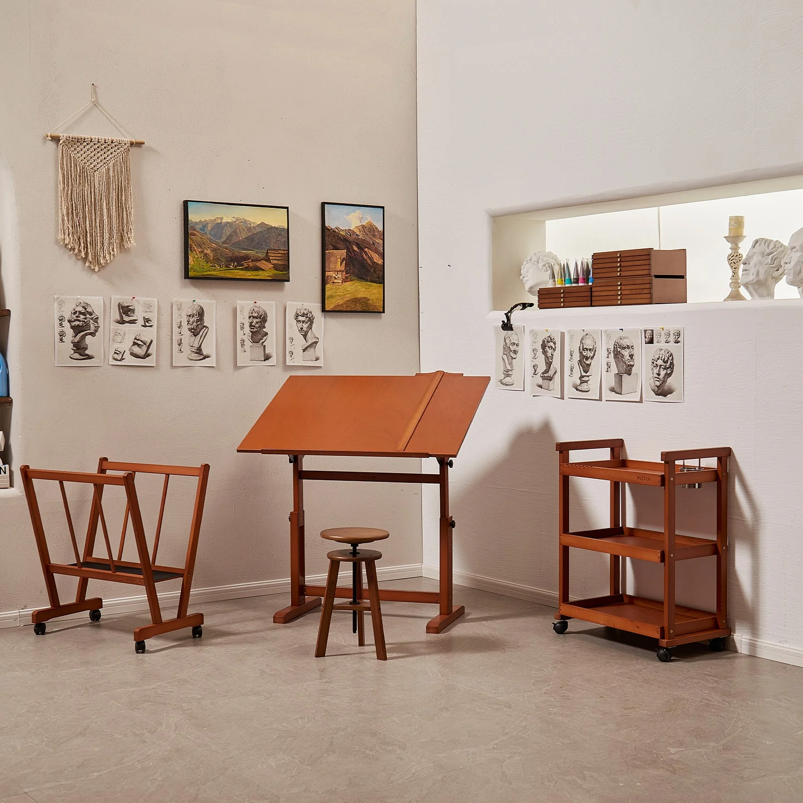 MEEDEN Extra Large Wood Drafting Table, Light Walnut - Image 22