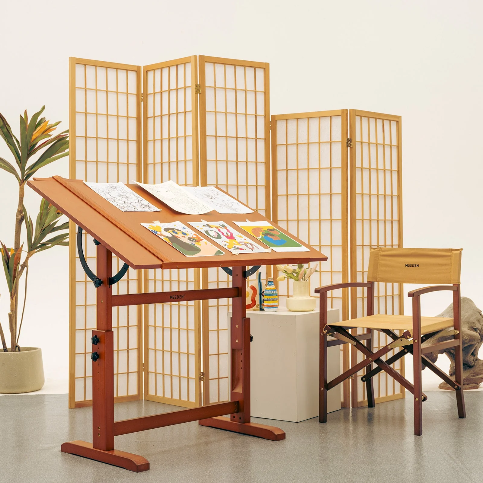 MEEDEN Extra Large Wood Drafting Table, Light Walnut - Image 5