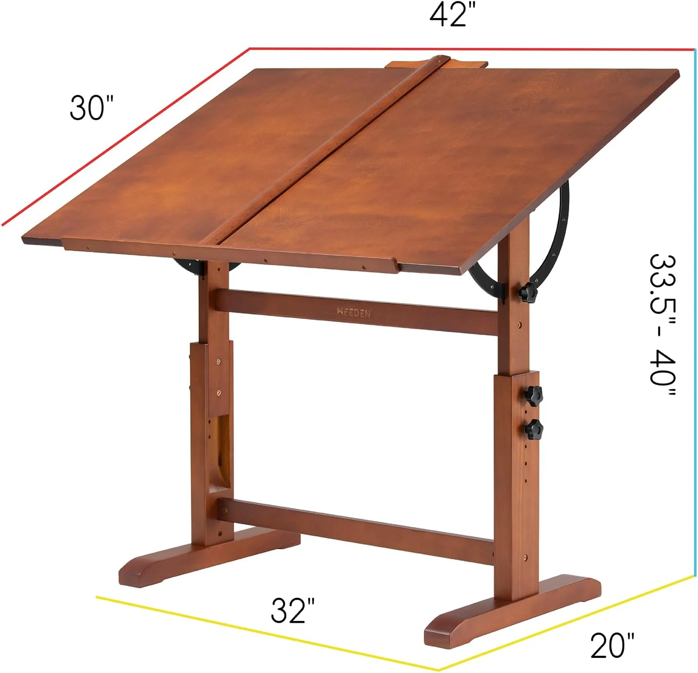 MEEDEN Extra Large Wood Drafting Table, Light Walnut - Image 9