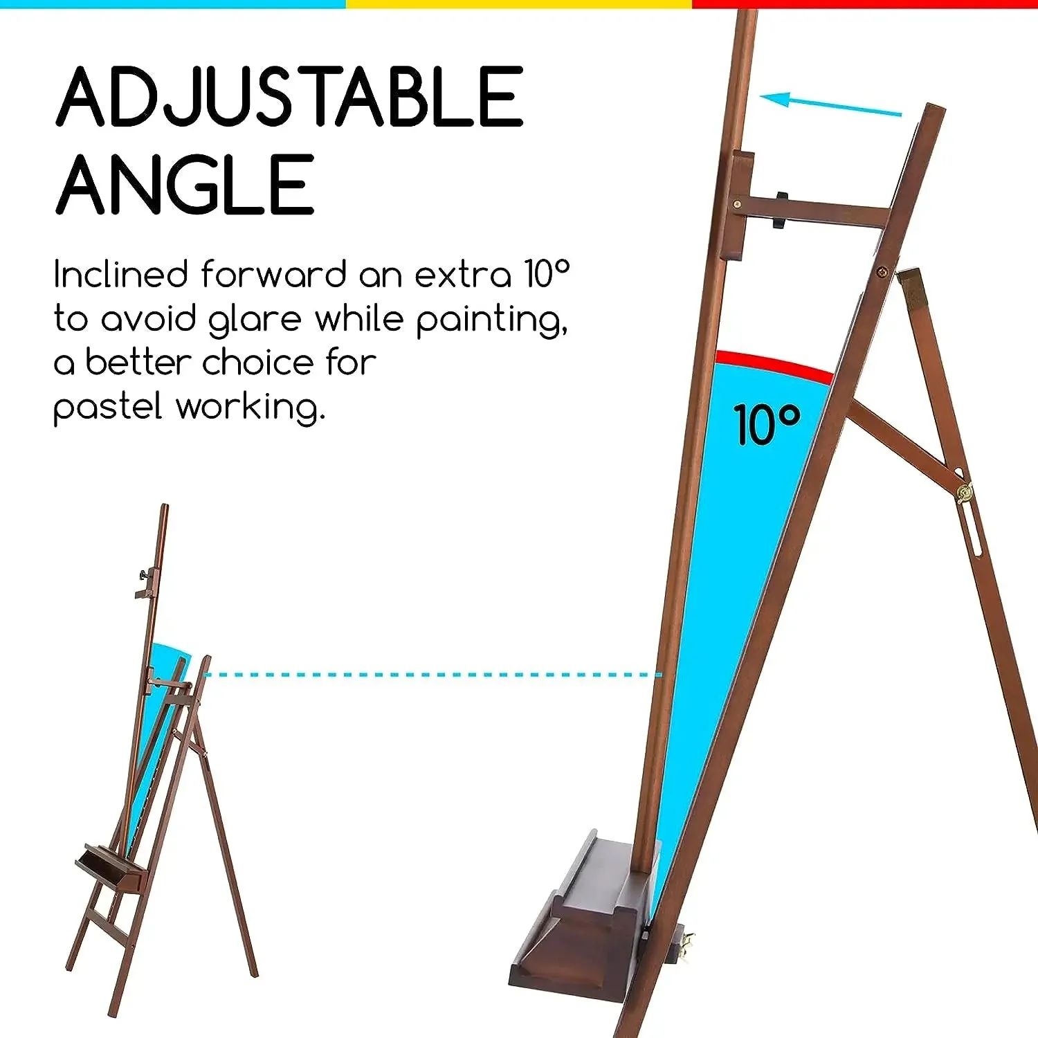 MEEDEN Large A-Frame Adjustable Artist Easel Stand-Walnut-W09B - Image 7