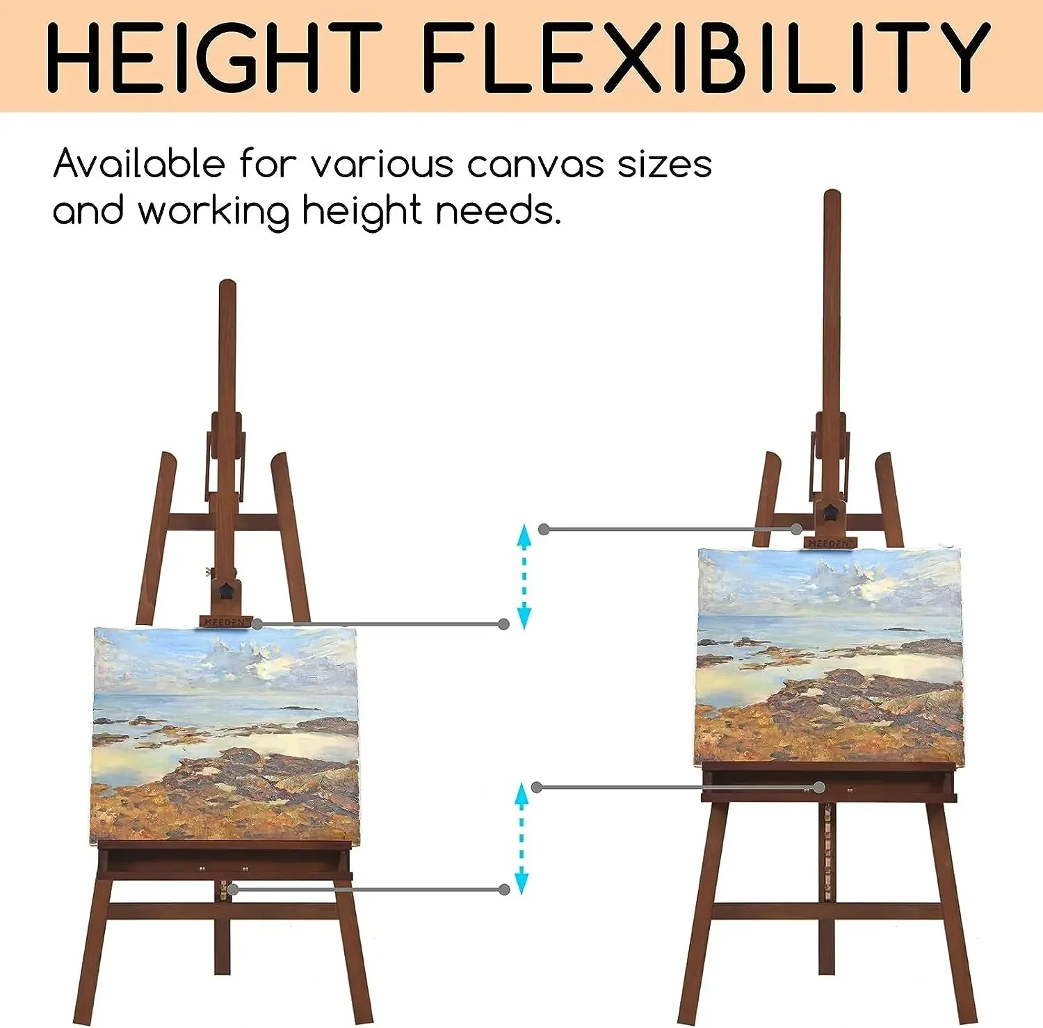 MEEDEN Large A-Frame Adjustable Artist Easel Stand-Walnut-W09B - Image 9