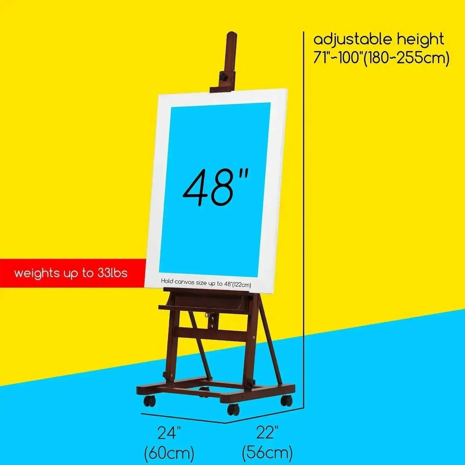 MEEDEN H-Frame Artist Easel with Storage Tray-Walnut-W02 - Image 3