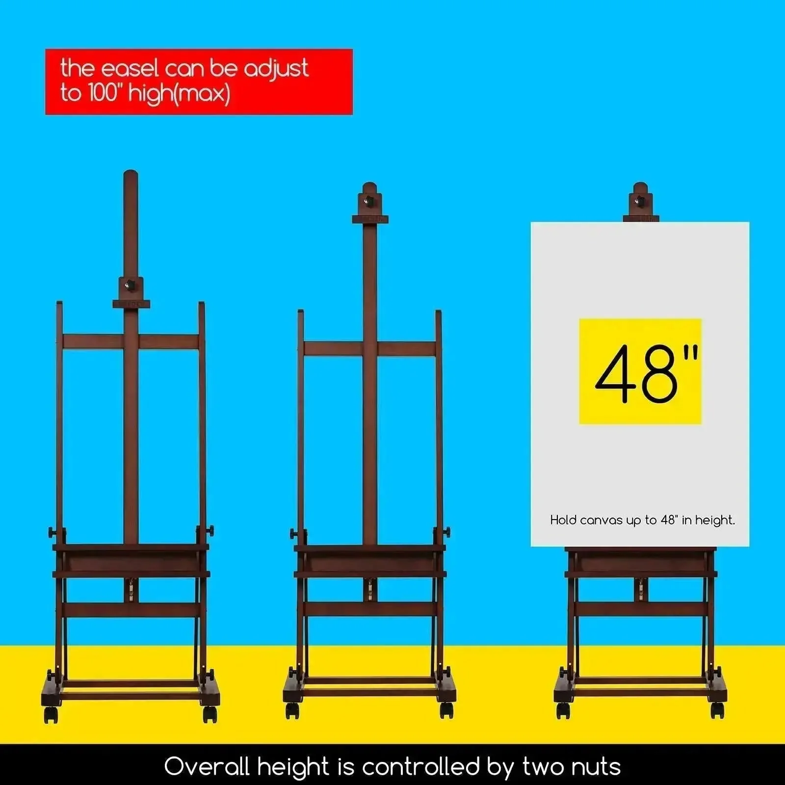 MEEDEN H-Frame Artist Easel with Storage Tray-Walnut-W02 - Image 5