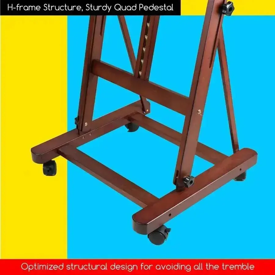 MEEDEN H-Frame Artist Easel with Storage Tray-Walnut-W02 - Image 6