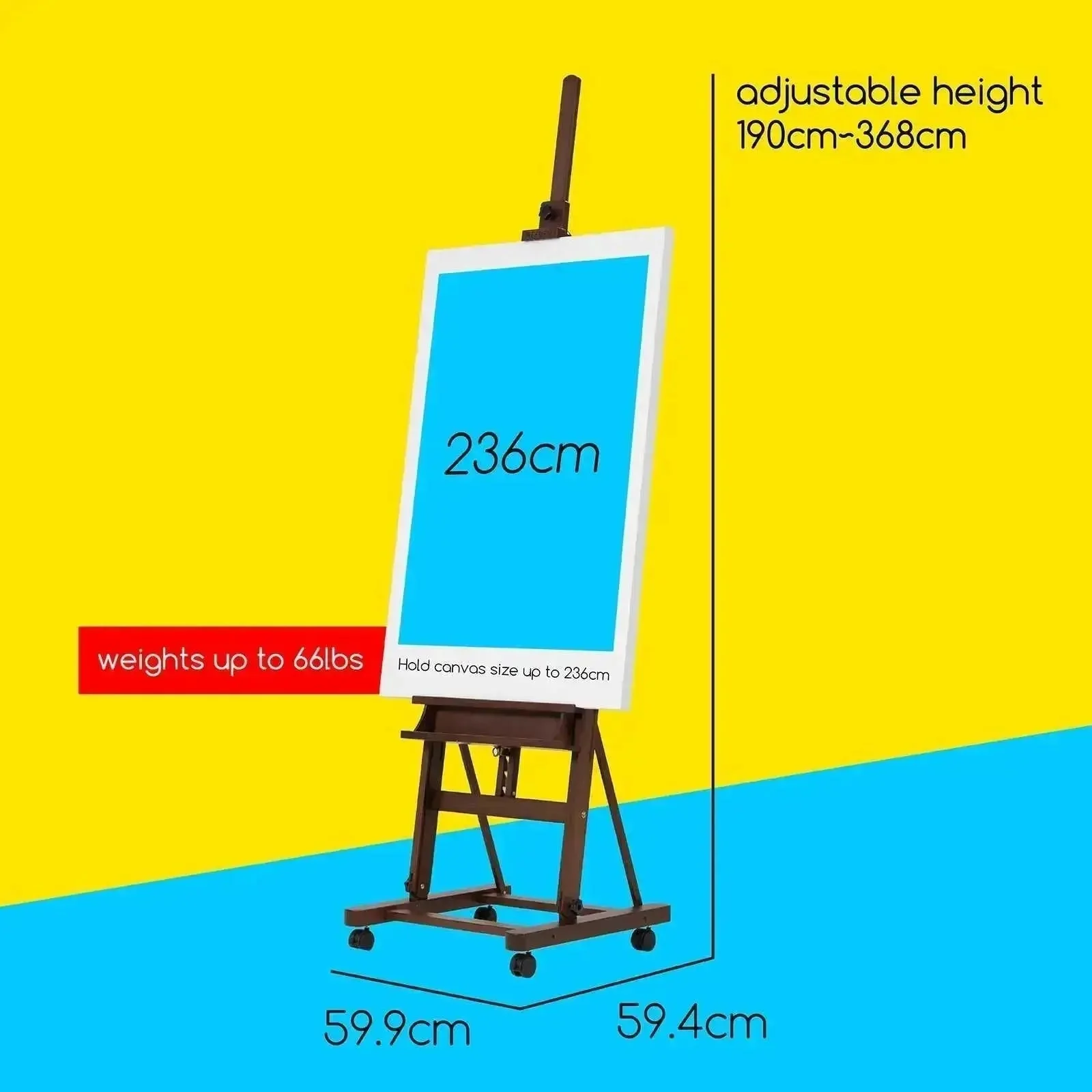 MEEDEN Large H-Frame Artist Easel with Large Tray-Walnut-W02D - Image 4