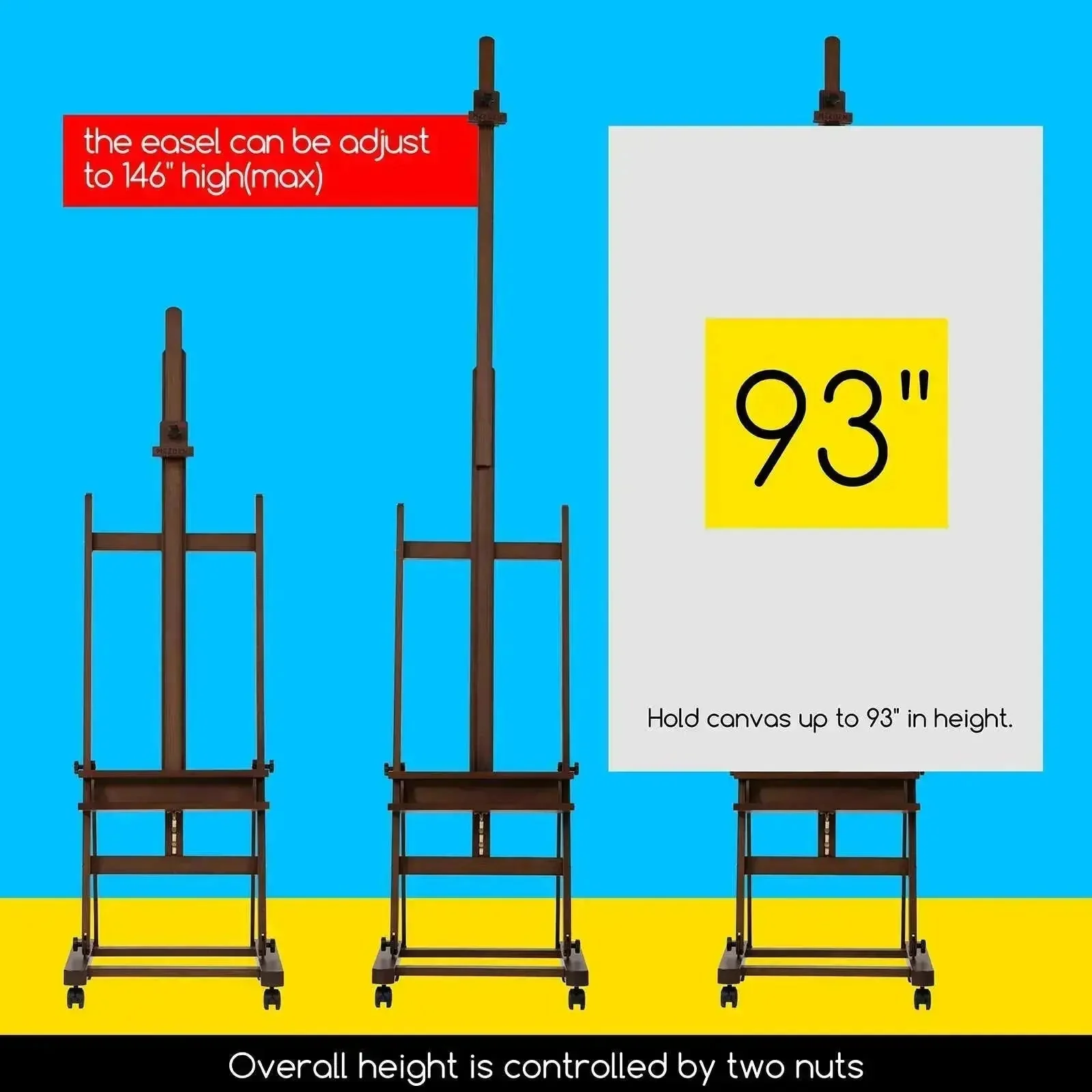 MEEDEN Large H-Frame Artist Easel with Large Tray-Walnut-W02D - Image 7