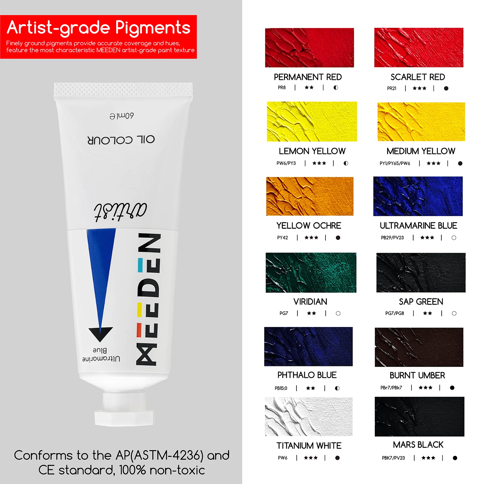 MEEDEN Artist Oil Painting Set with Sketch Easel Box, 13*50ml Tubes - Image 4