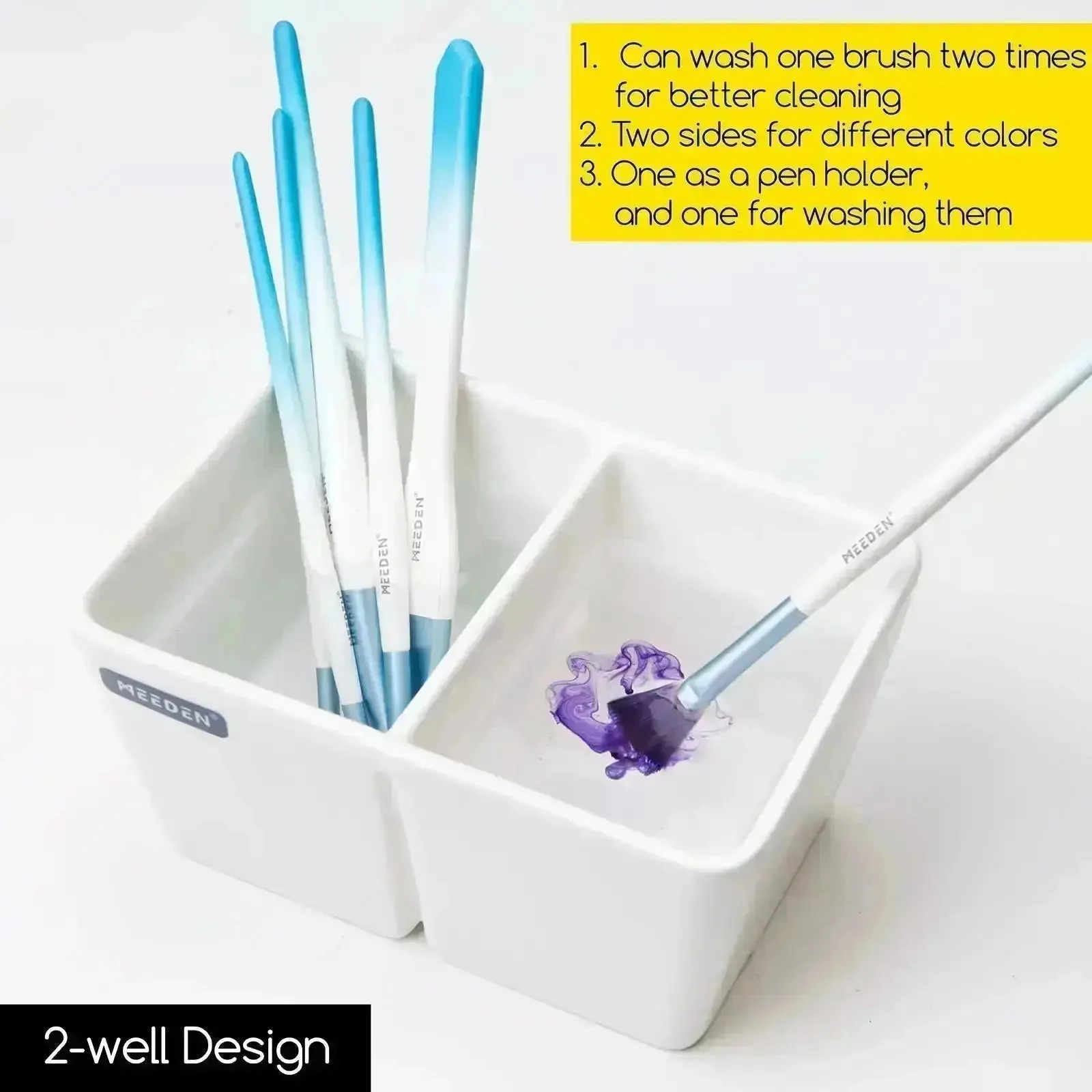 Watercolor Ceramic Brush Wash Bowl - Image 3