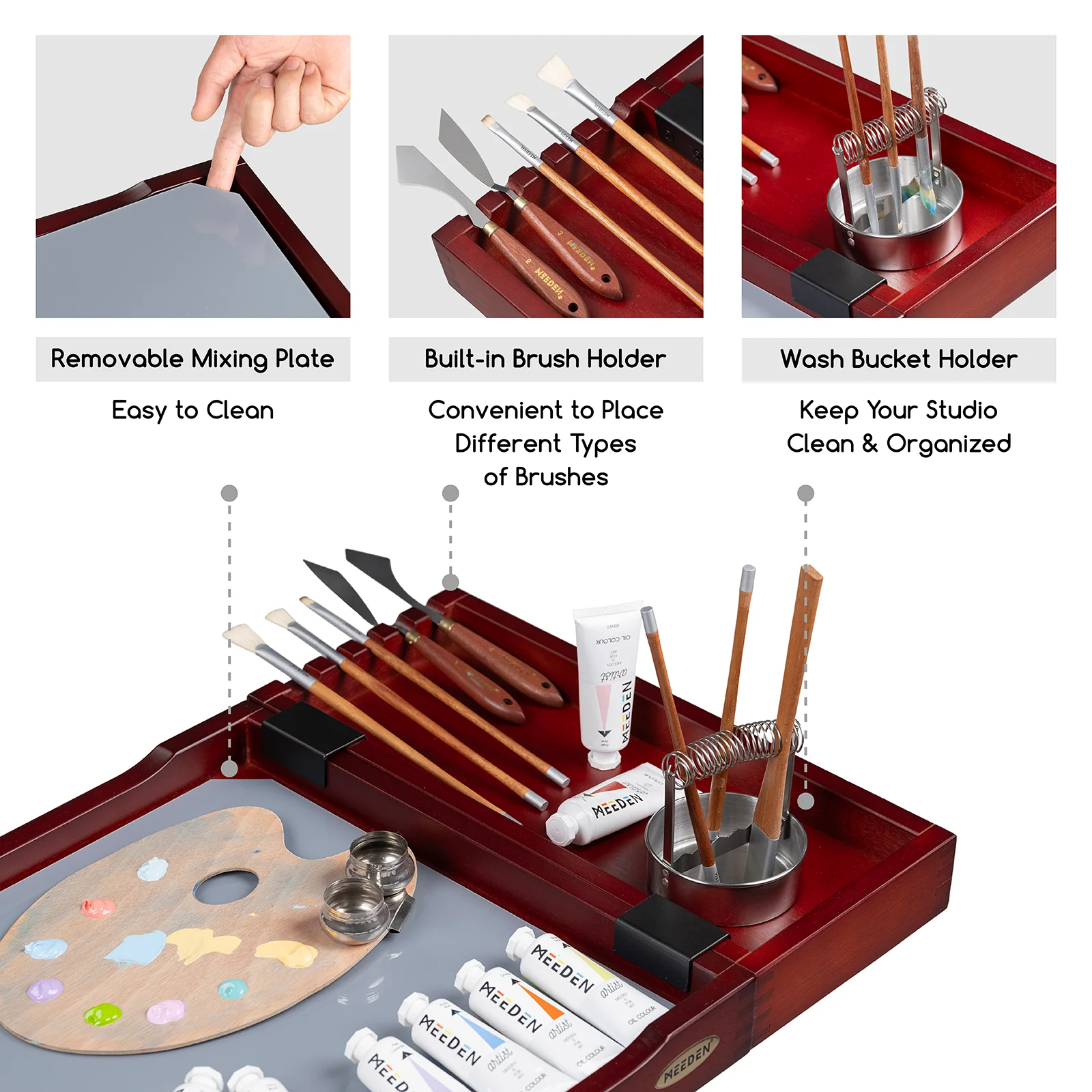 MEEDEN Deluxe Artist Storage Cart, 5-Tier Taboret-Cherry Walnut-W13H - Image 7