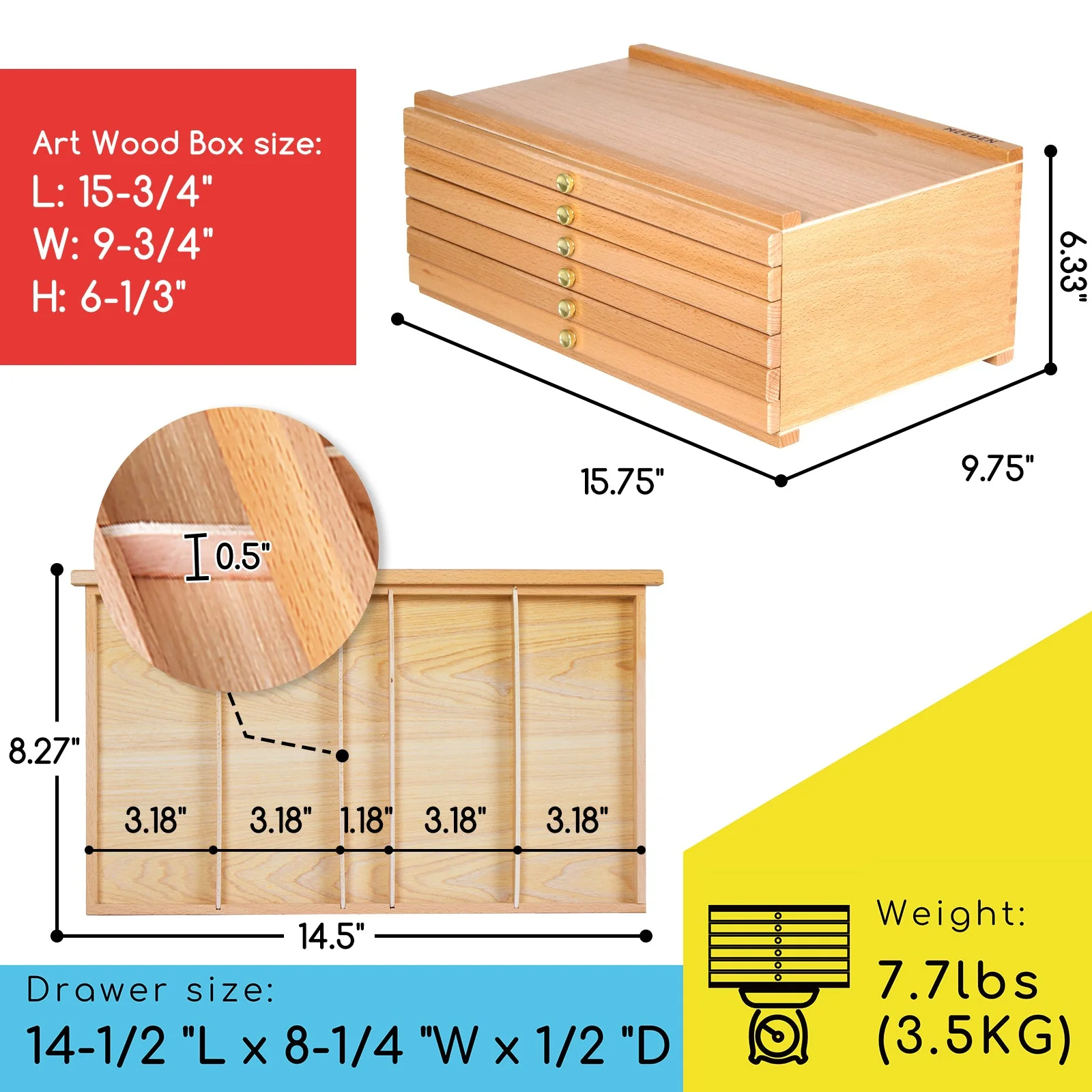 MEEDEN 6-Drawer Artist Supply Storage Box - Image 3