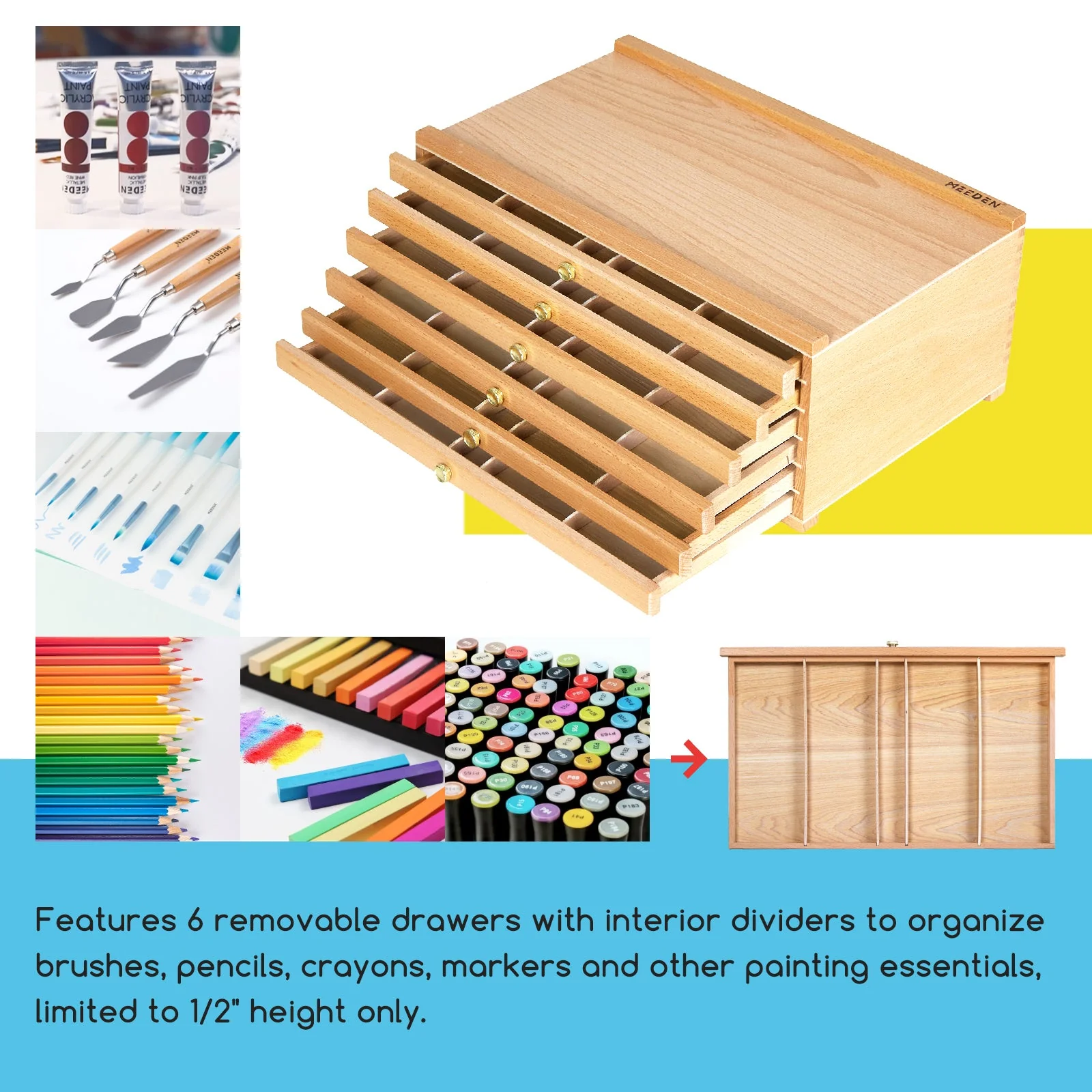MEEDEN 6-Drawer Artist Supply Storage Box - Image 4