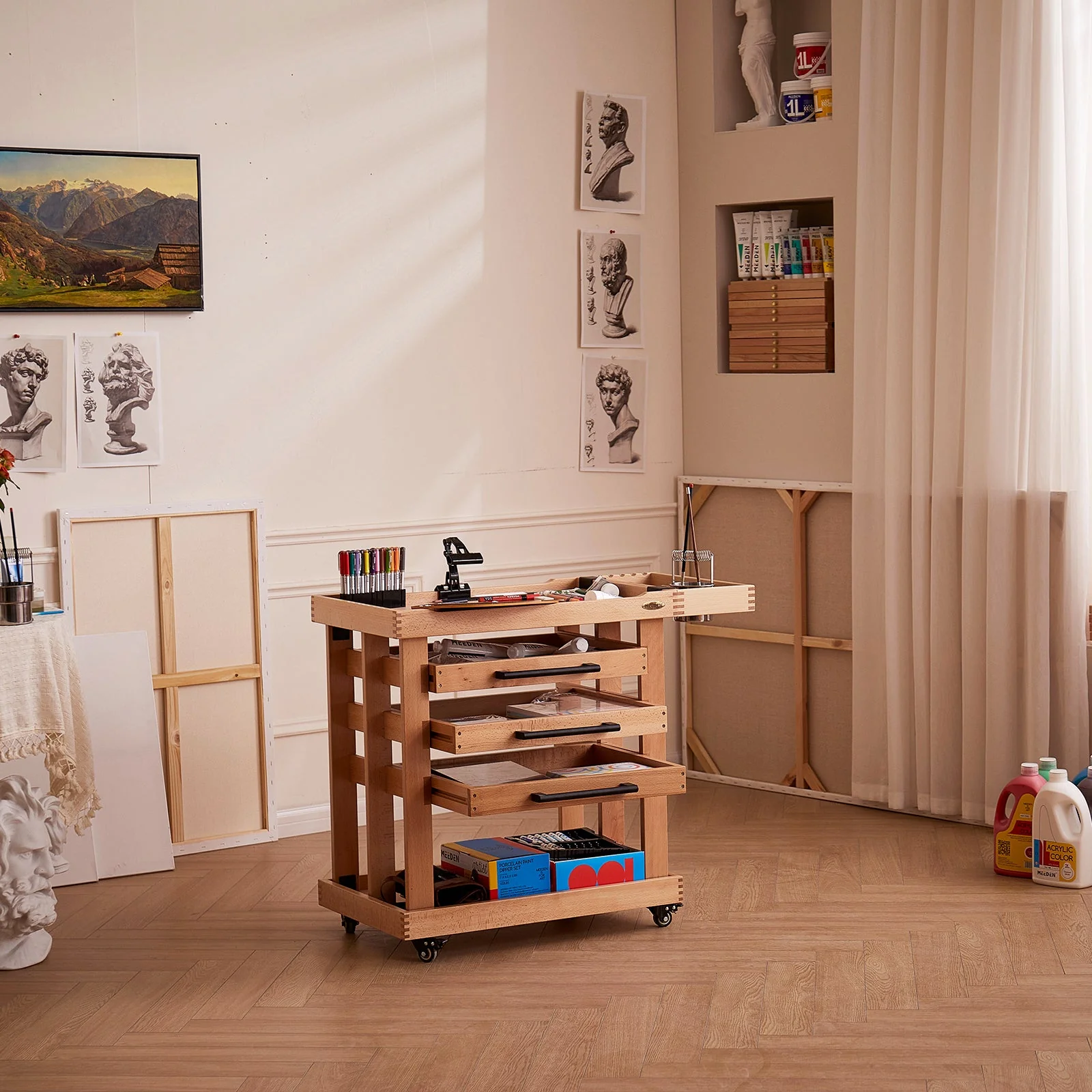 MEEDEN Deluxe Artist Supplies Storage Cart, 5-Tier Taboret-W13H - Image 3