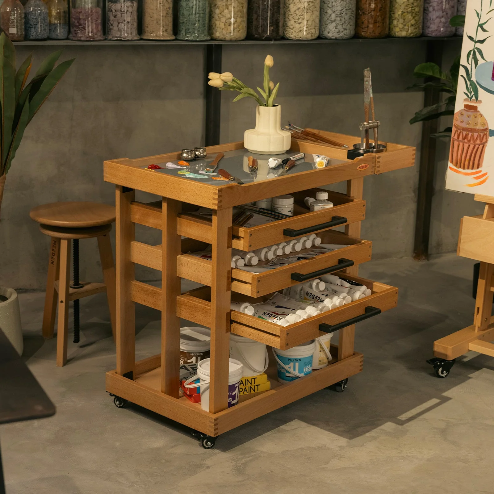 MEEDEN Deluxe Artist Supplies Storage Cart, 5-Tier Taboret-W13H - Image 6