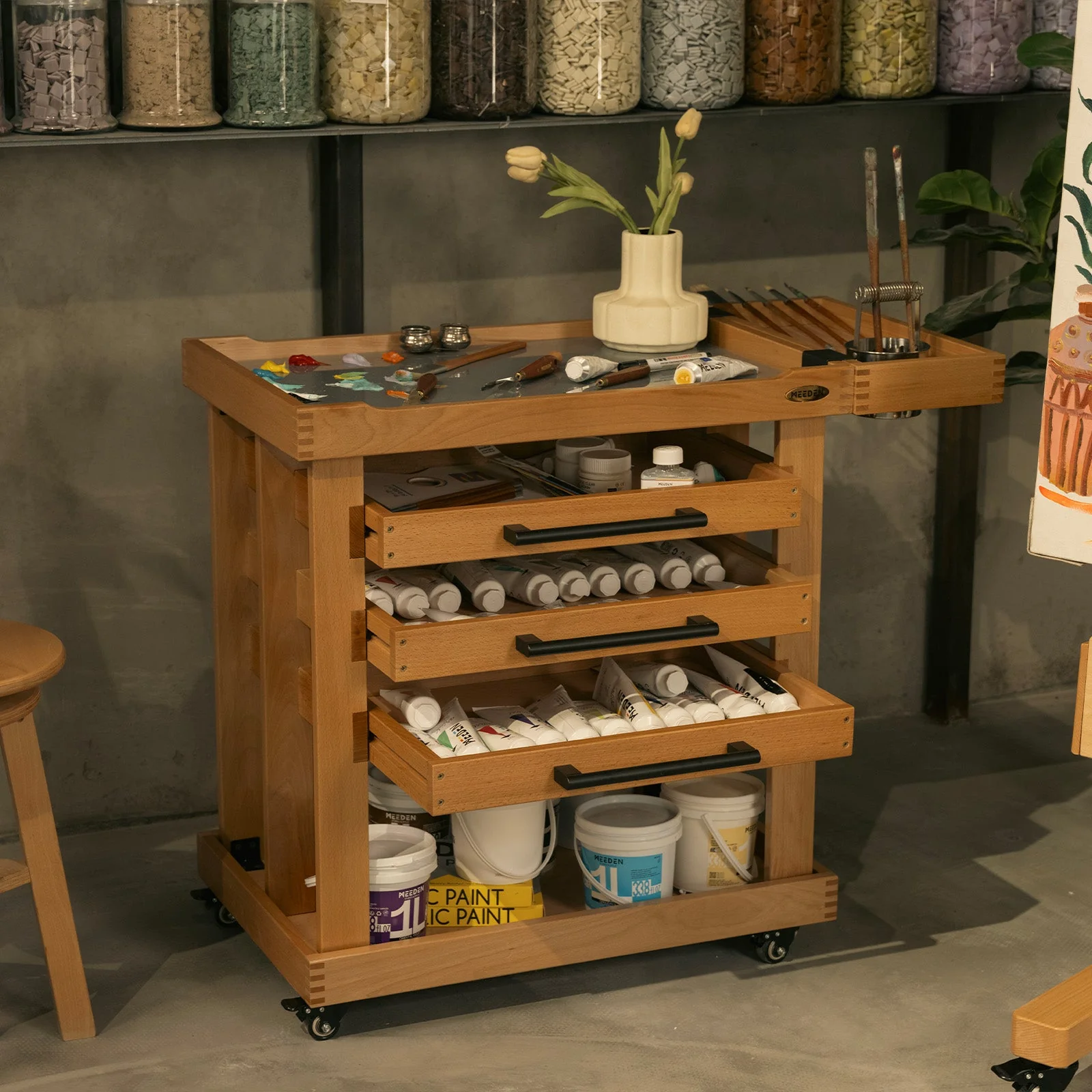 MEEDEN Deluxe Artist Supplies Storage Cart, 5-Tier Taboret-W13H - Image 7