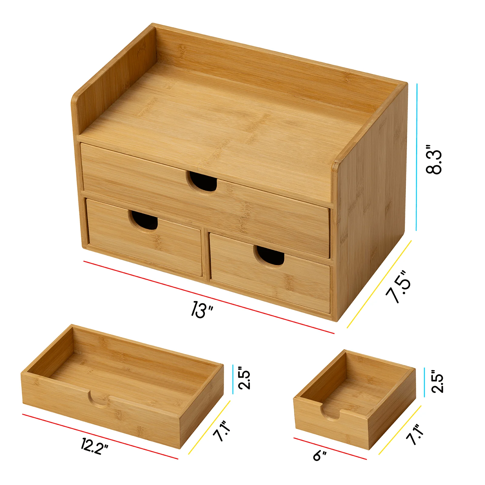 MEEDEN Bamboo Desk Organizer with Drawers - Image 10