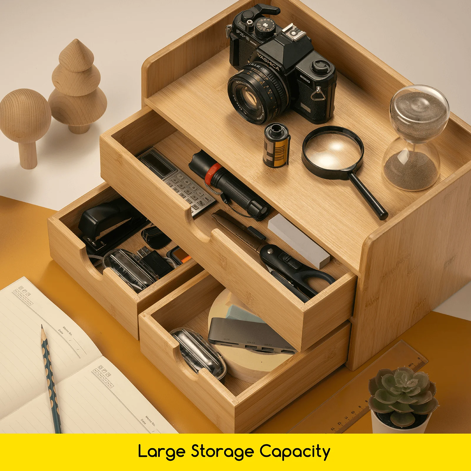 MEEDEN Bamboo Desk Organizer with Drawers - Image 14