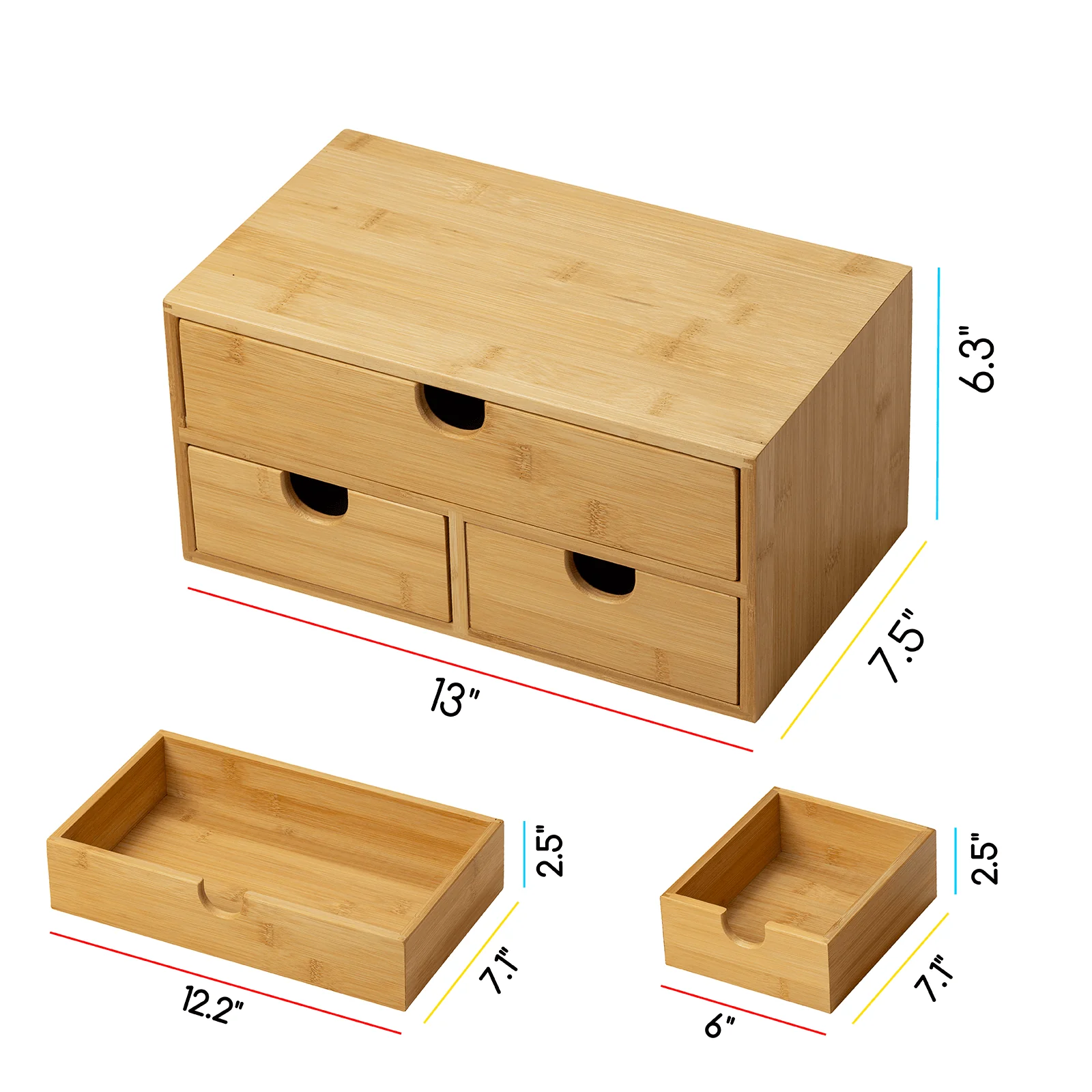 MEEDEN Bamboo Desk Organizer with Drawers - Image 3