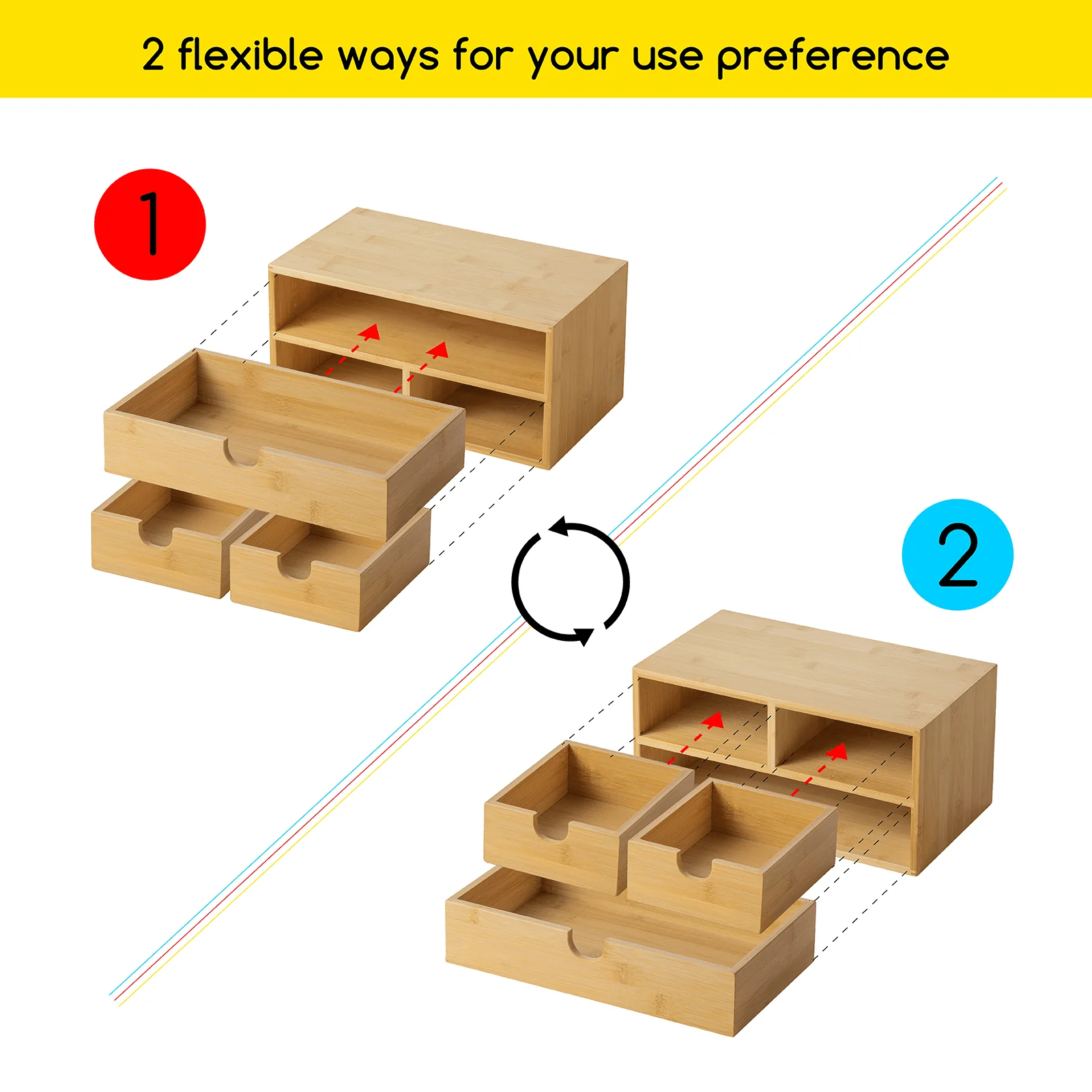 MEEDEN Bamboo Desk Organizer with Drawers - Image 5
