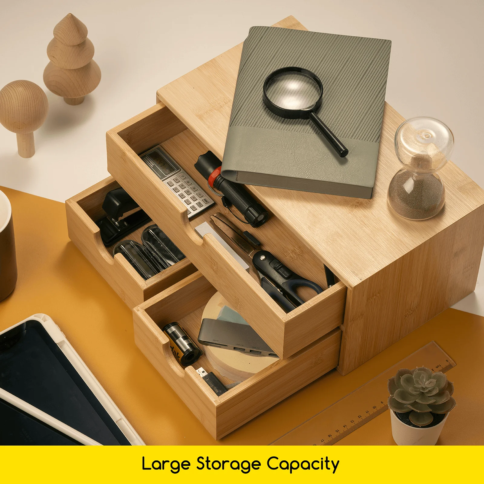 MEEDEN Bamboo Desk Organizer with Drawers - Image 7