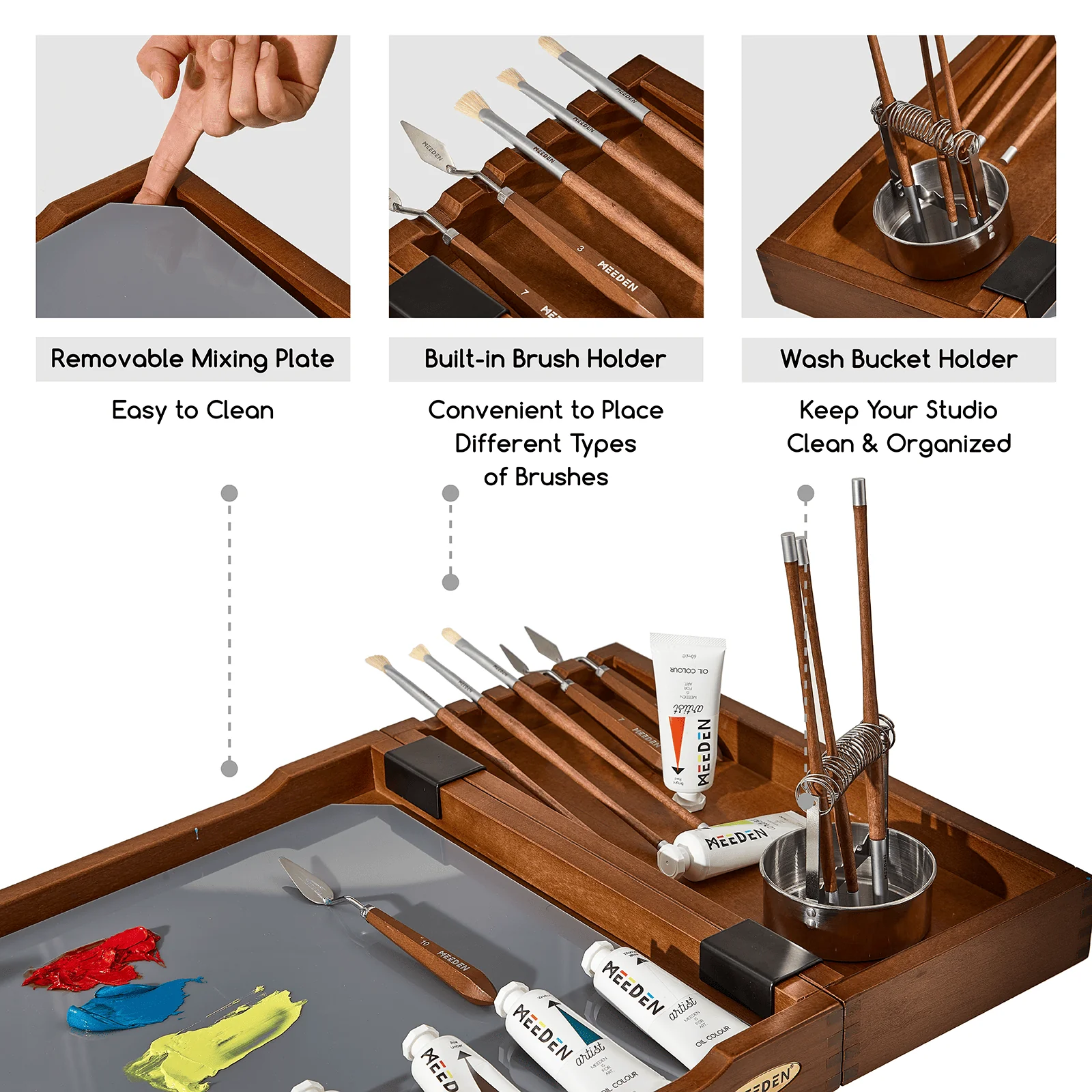 MEEDEN Deluxe Artist Supplies Storage Cart, 5-Tier Taboret-Walnut-W13H - Image 5