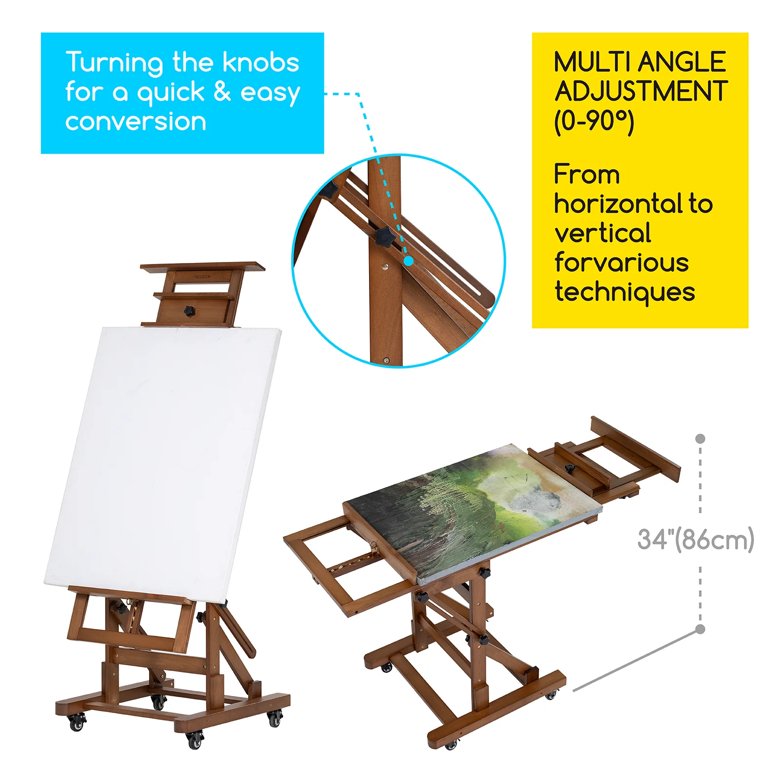 MEEDEN Deluxe Multi-Function Heavy Duty Large Artist Easel-Walnut-DHJ-3 - Image 15