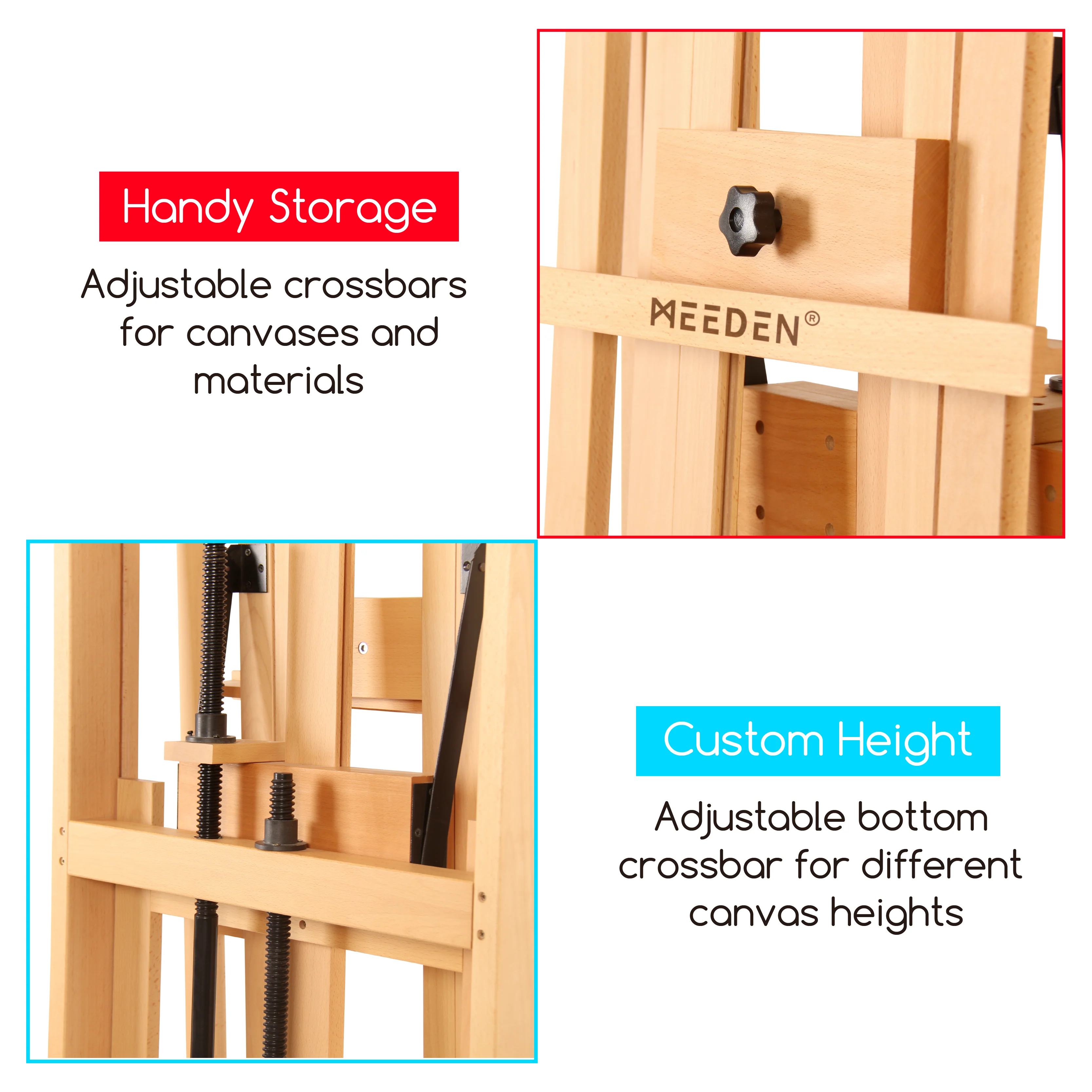 MEEDEN Deluxe Studio Large Double Rocker Crank Heavy Duty Artist Easel-DHJ-1 - Image 6