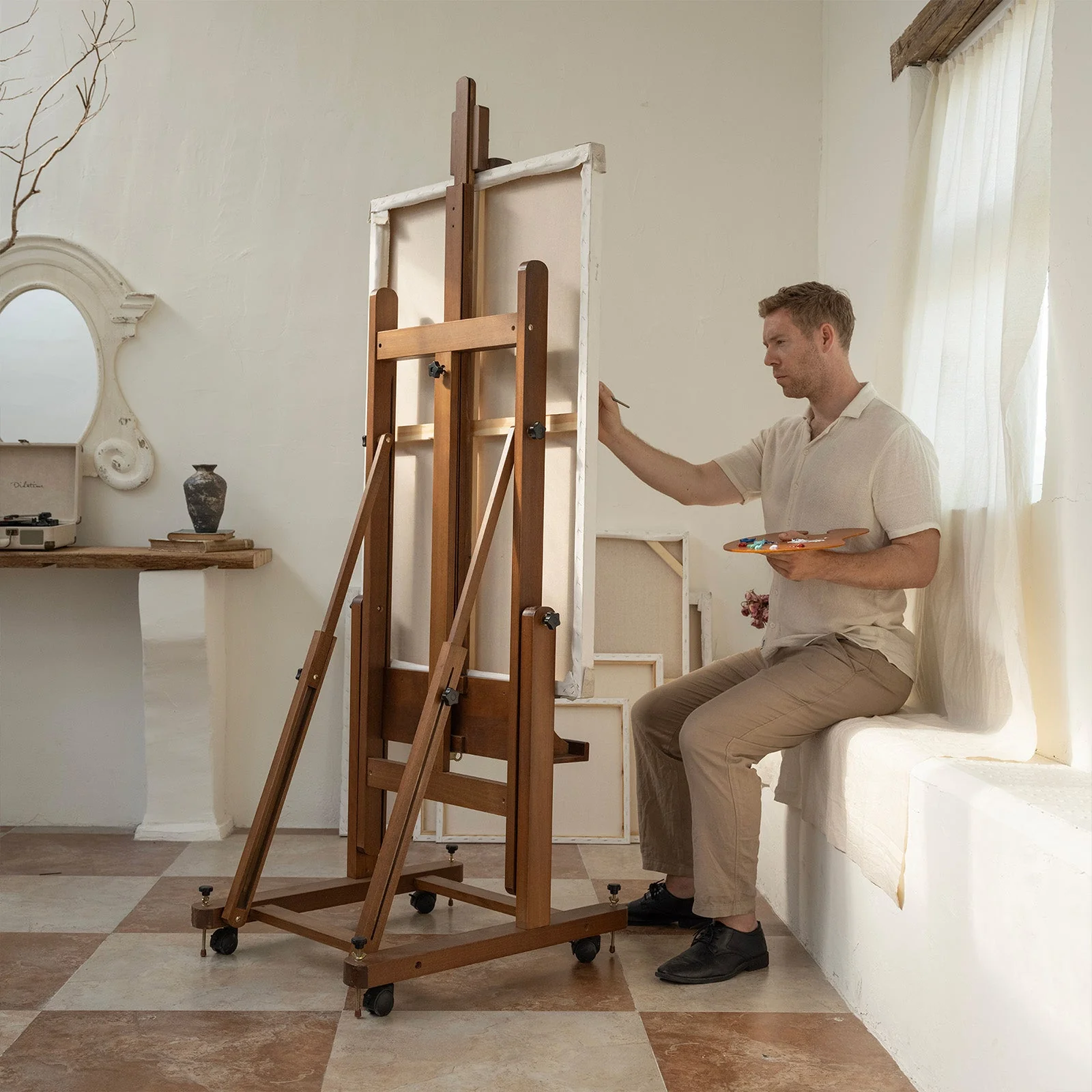 MEEDEN Enlarged Heavy-Duty H-Frame Artist Easel - W11 Pro Walnut - Image 4