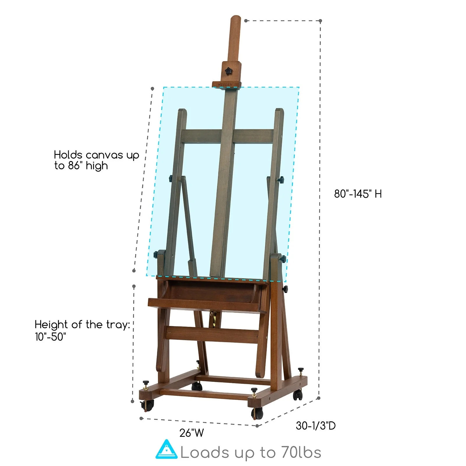 MEEDEN Enlarged Heavy-Duty H-Frame Artist Easel - W11 Pro Walnut - Image 5