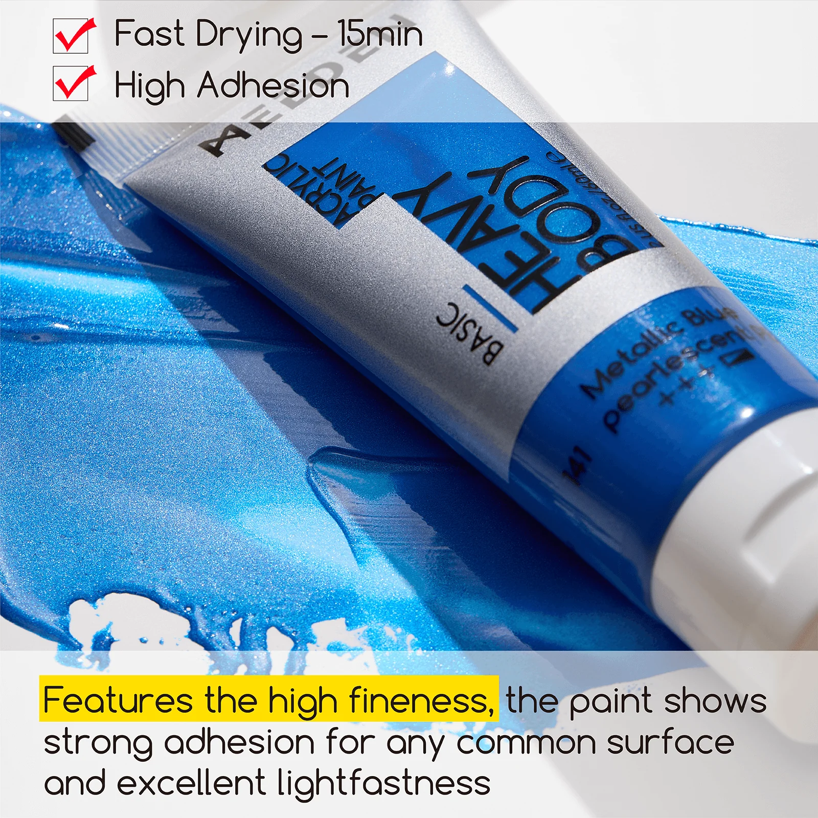 MEEDEN Heavy Body Acrylic Paint 6 Metallic Colors, 60ml - Image 6