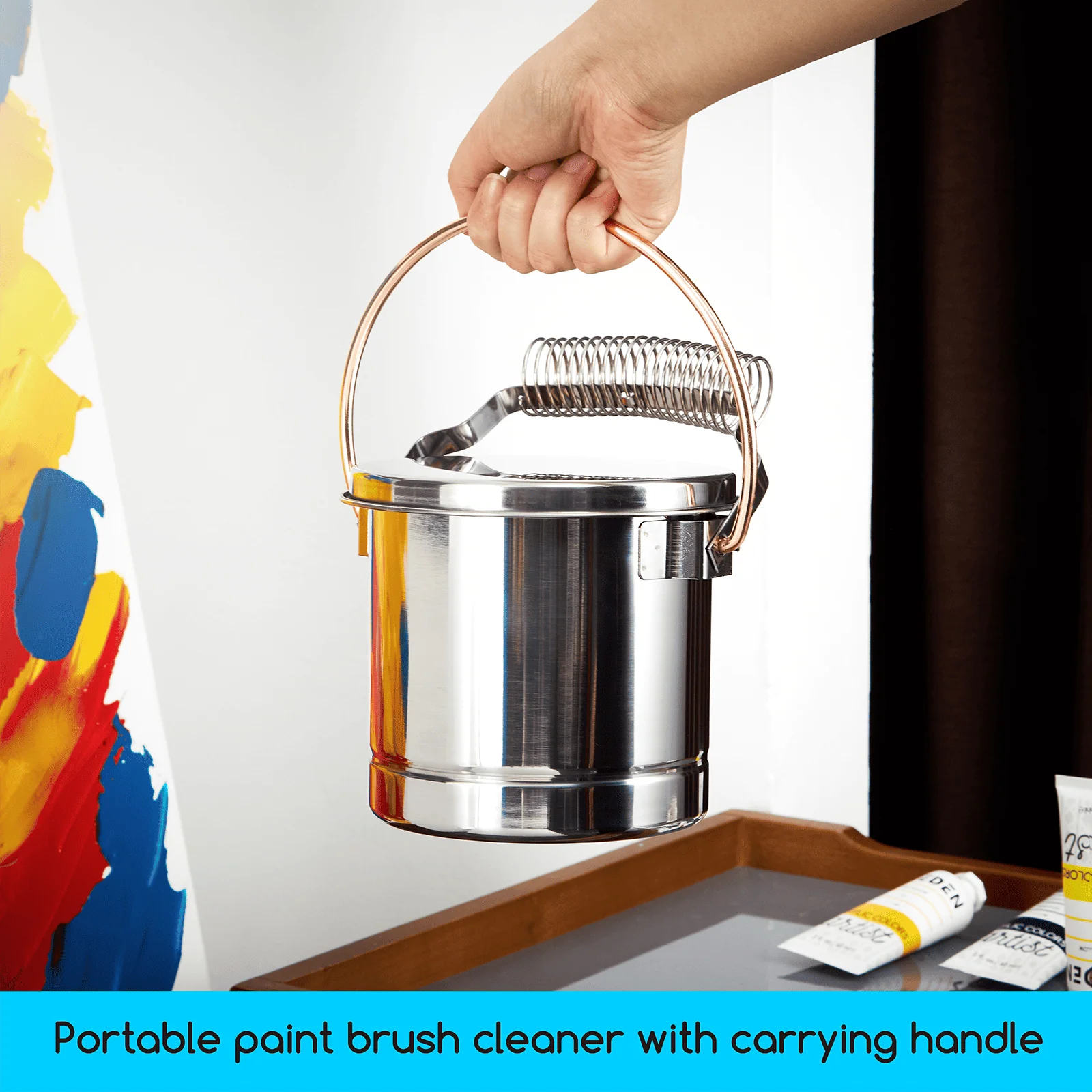 MEEDEN Portable Paint Brush Washer: Stainless Steel - Extra Large - Image 4