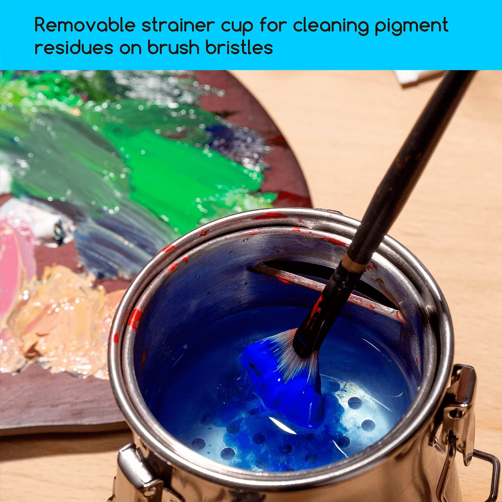 MEEDEN Portable Paint Brush Washer: Airtight Stainless Steel - Large - Image 5