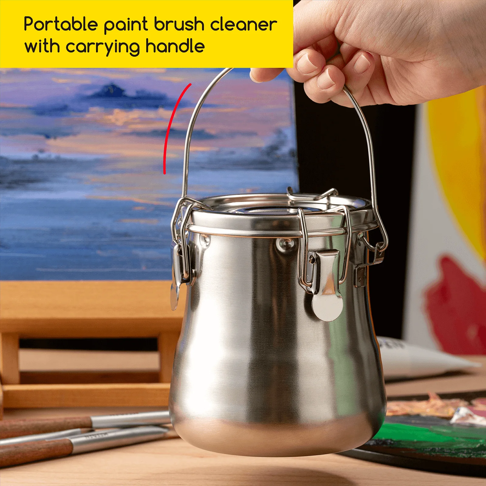 MEEDEN Portable Paint Brush Washer: Airtight Stainless Steel - Large - Image 6