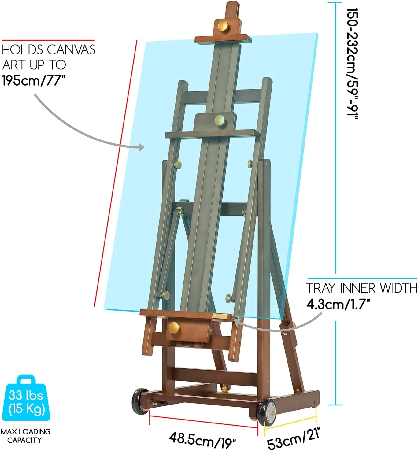 MEEDEN Pro Versatile Assembly-Free Beech Wood Painting Easel- W14 Pro - Image 5