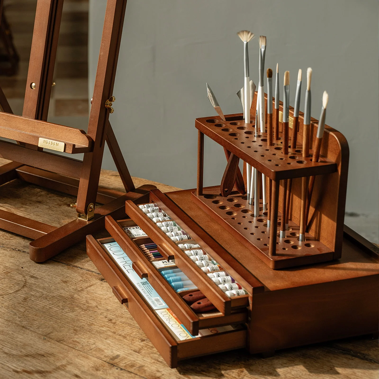 MEEDEN Pro Wooden Paint Brush Holder Organizer-BJ-02 - Image 3
