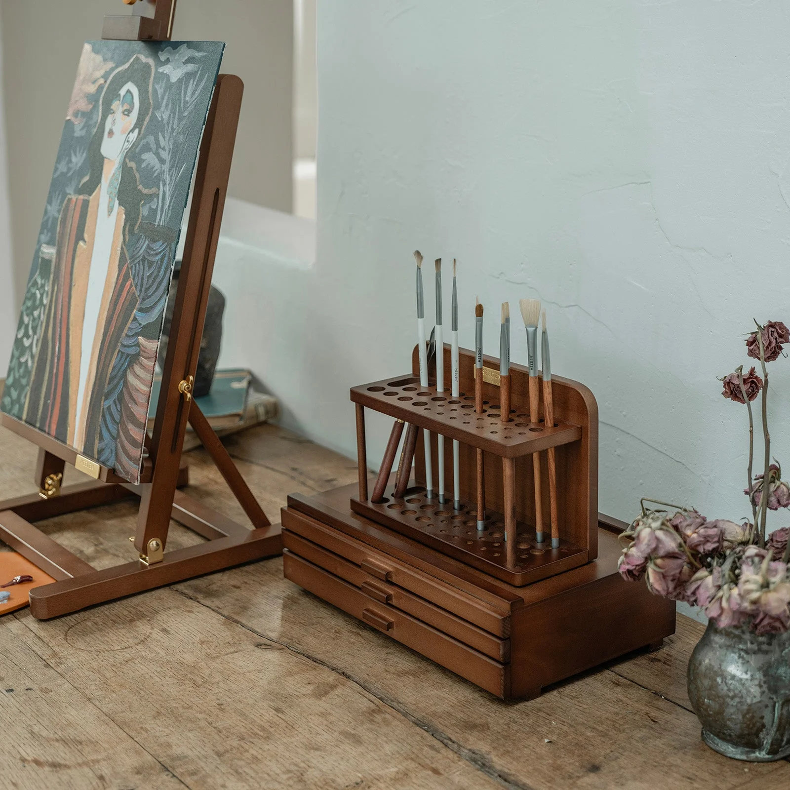 MEEDEN Pro Wooden Paint Brush Holder Organizer-BJ-02 - Image 6