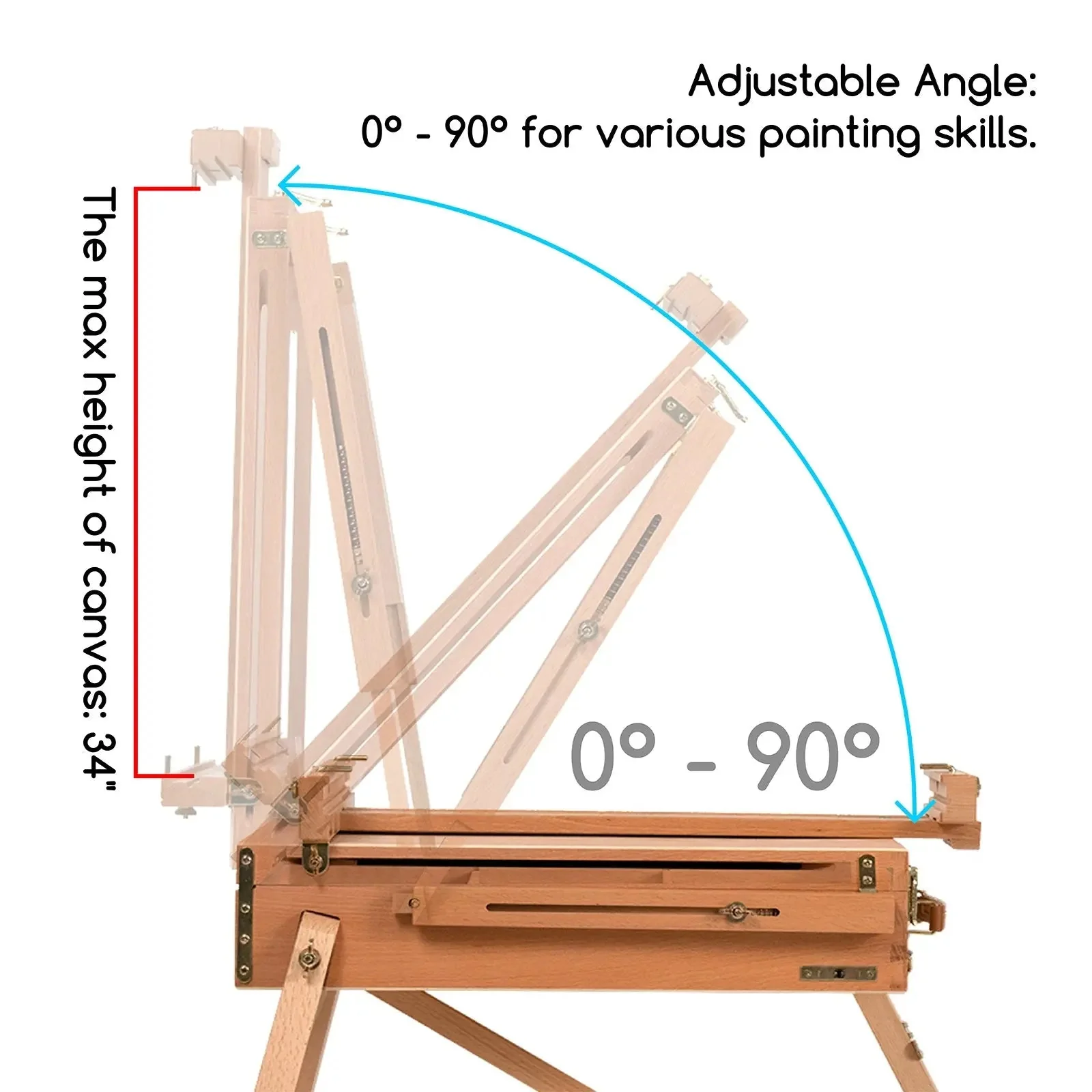 MEEDEN Solid Beech Wood Plein Air French Easel, Foldable & Spacious -HX-3 - Image 7
