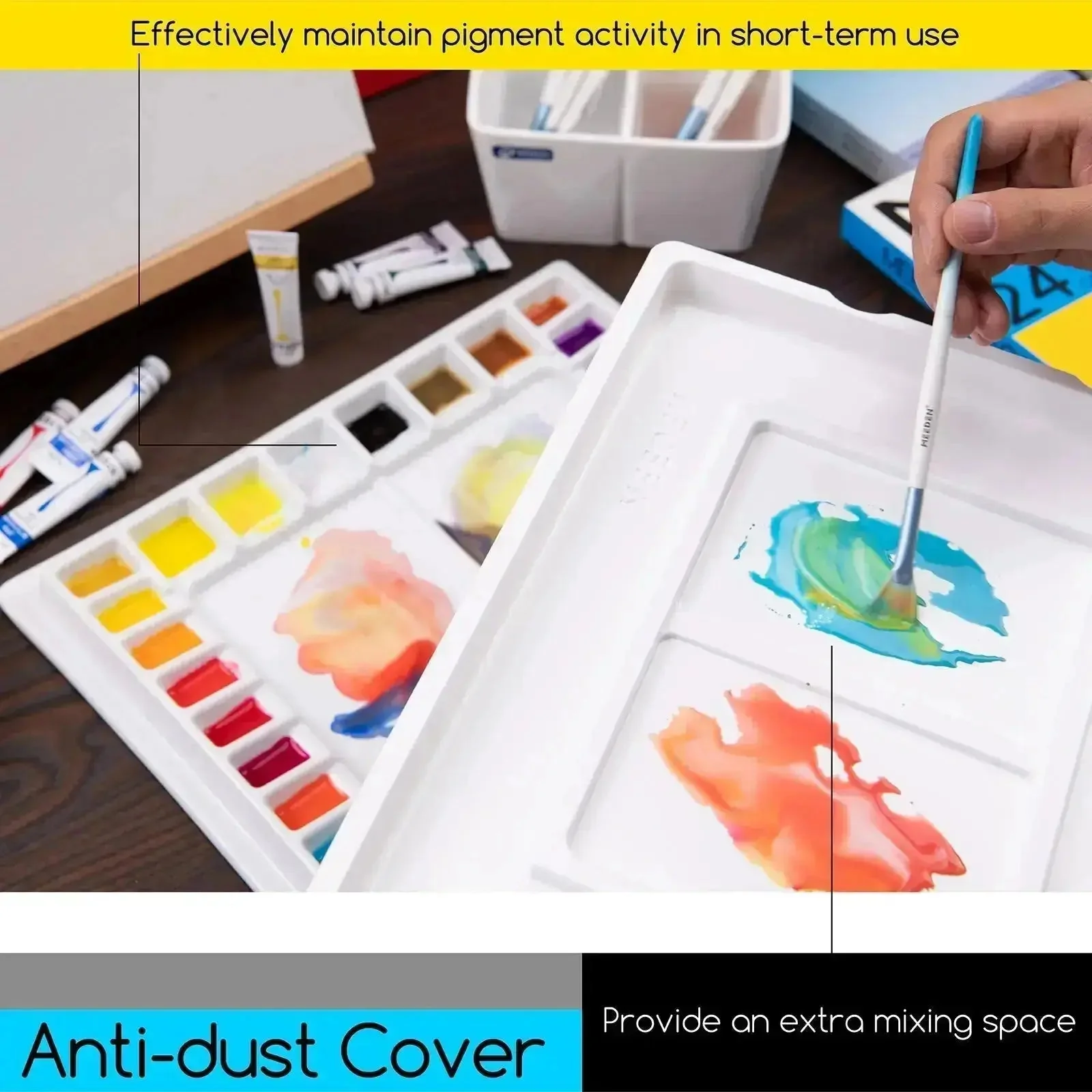 MEEDEN 33-Well Porcelain Painting Palette with Plastic Cover - Image 5