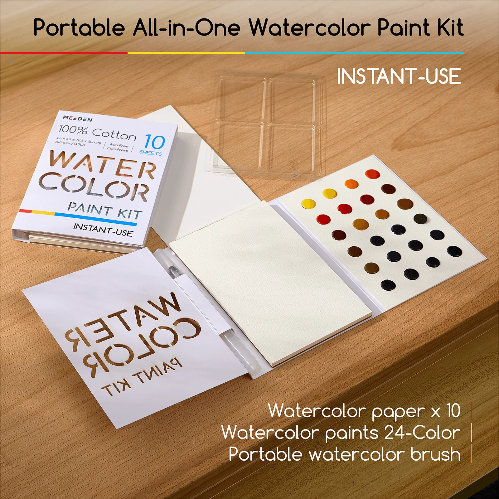 MEEDEN Portable Watercolor Paint Kit – 24 Colors - Image 4
